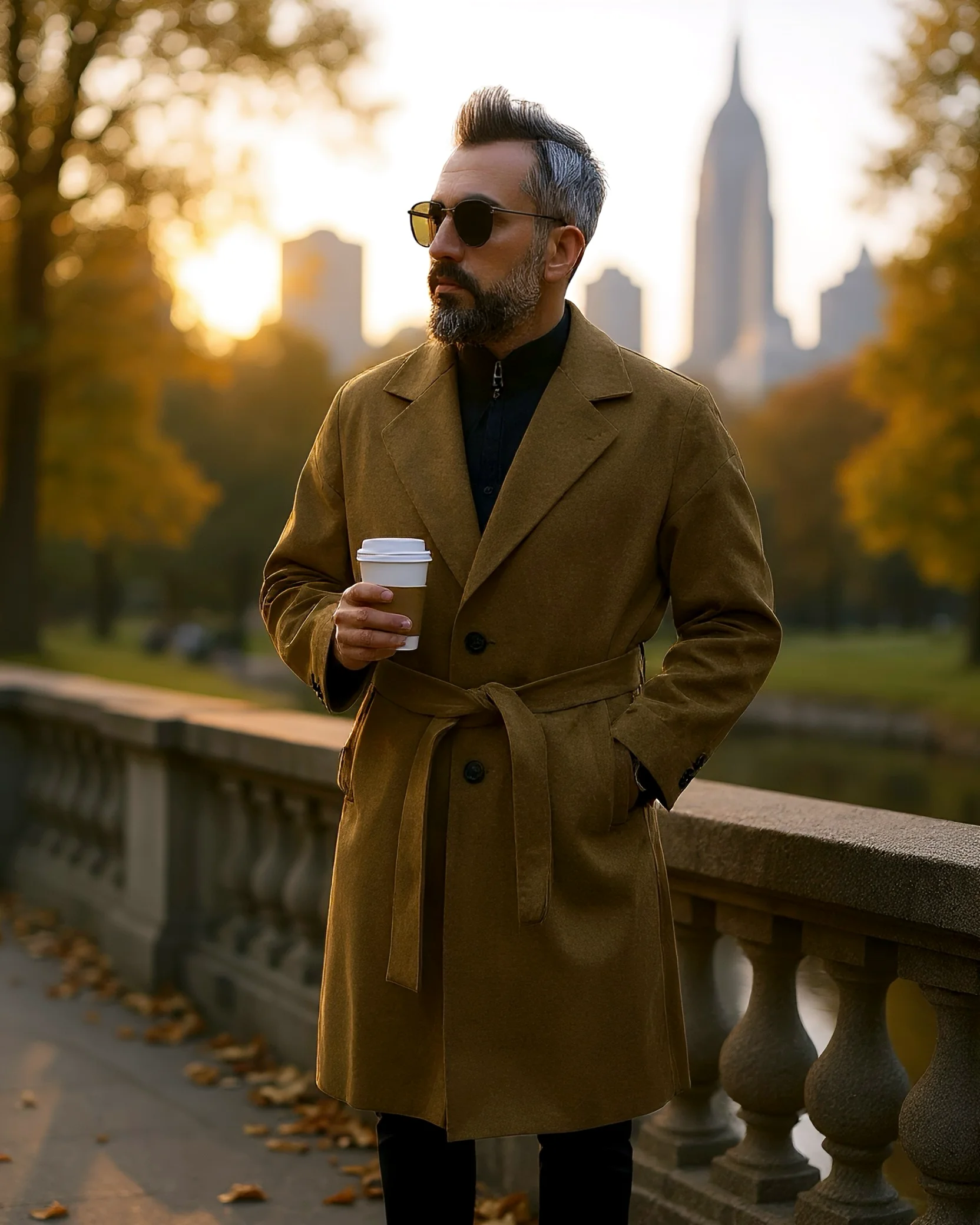 Oversize Men's Cashmere Coat - Brown