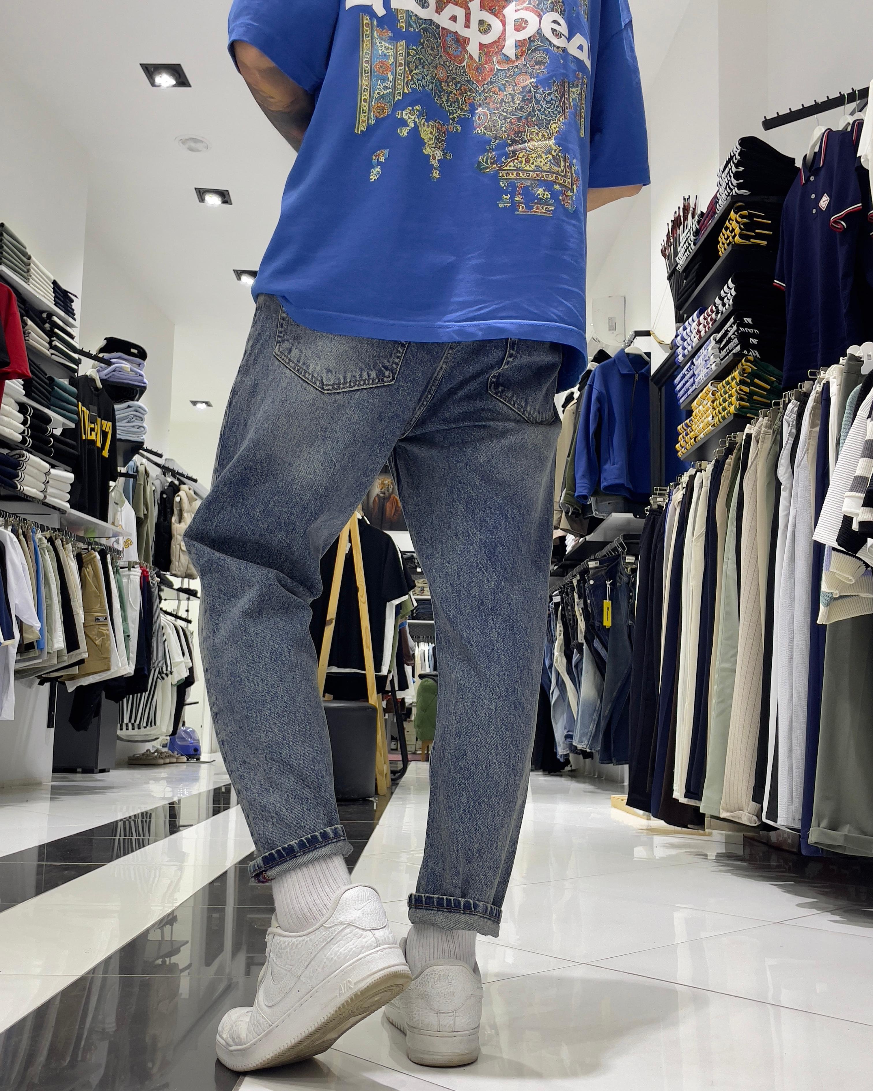 Yıkamalı Açık Mavi Boyfriend Erkek Jean Pantolon