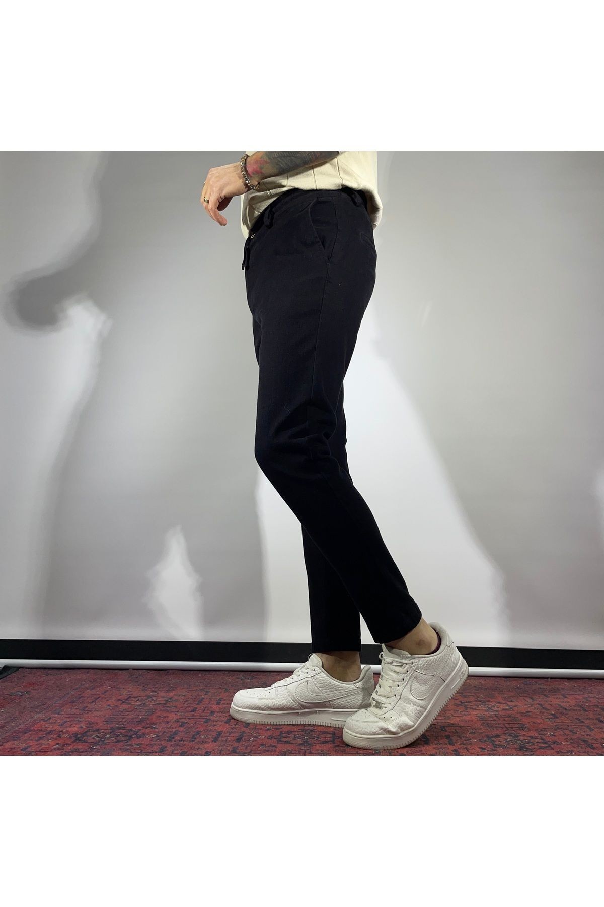 Slim Fit Beli Lastikli Gabardin Erkek  Pantolon