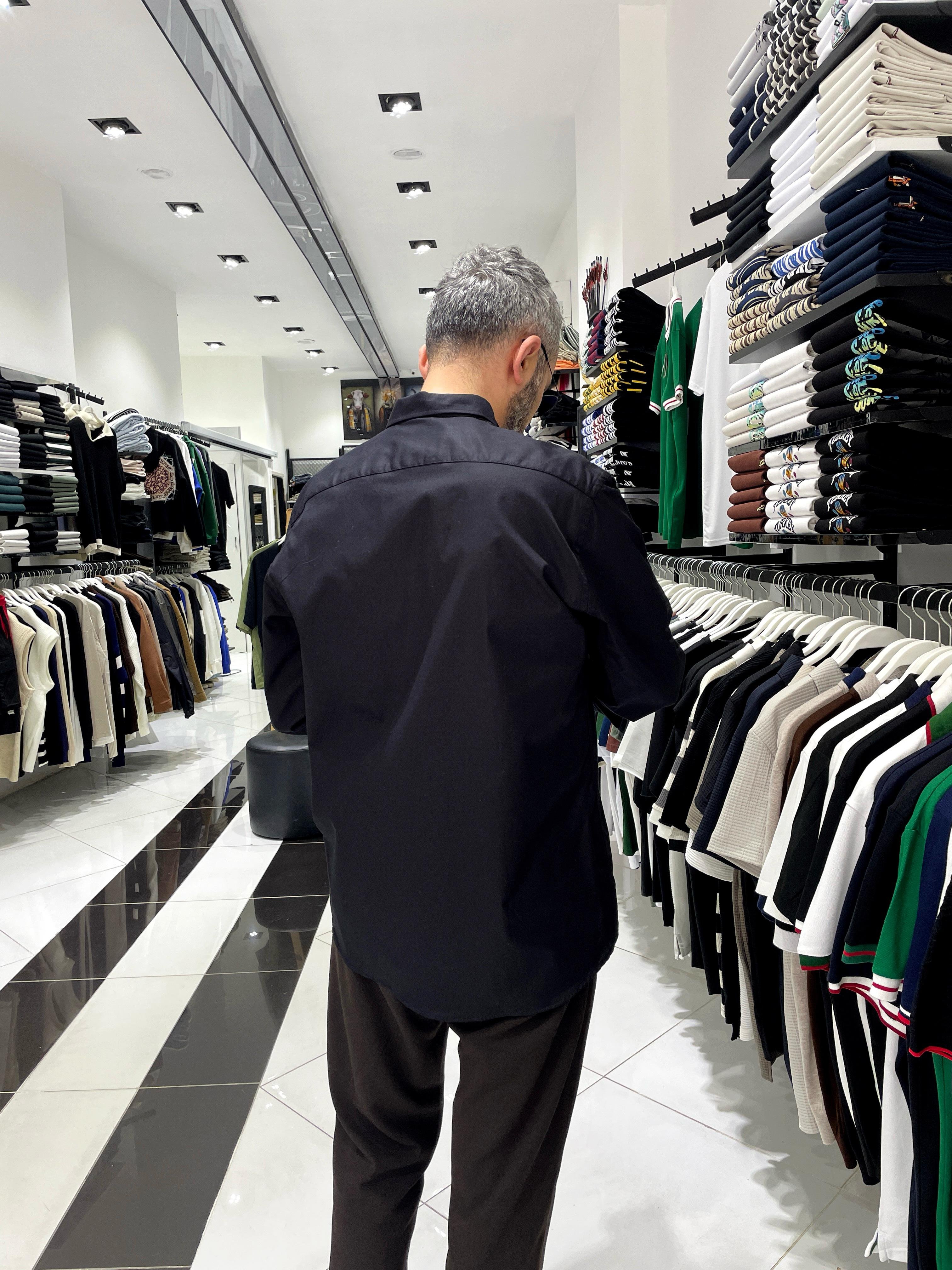 Regular Fit  Pamuklu Erkek Gömlek - siyah