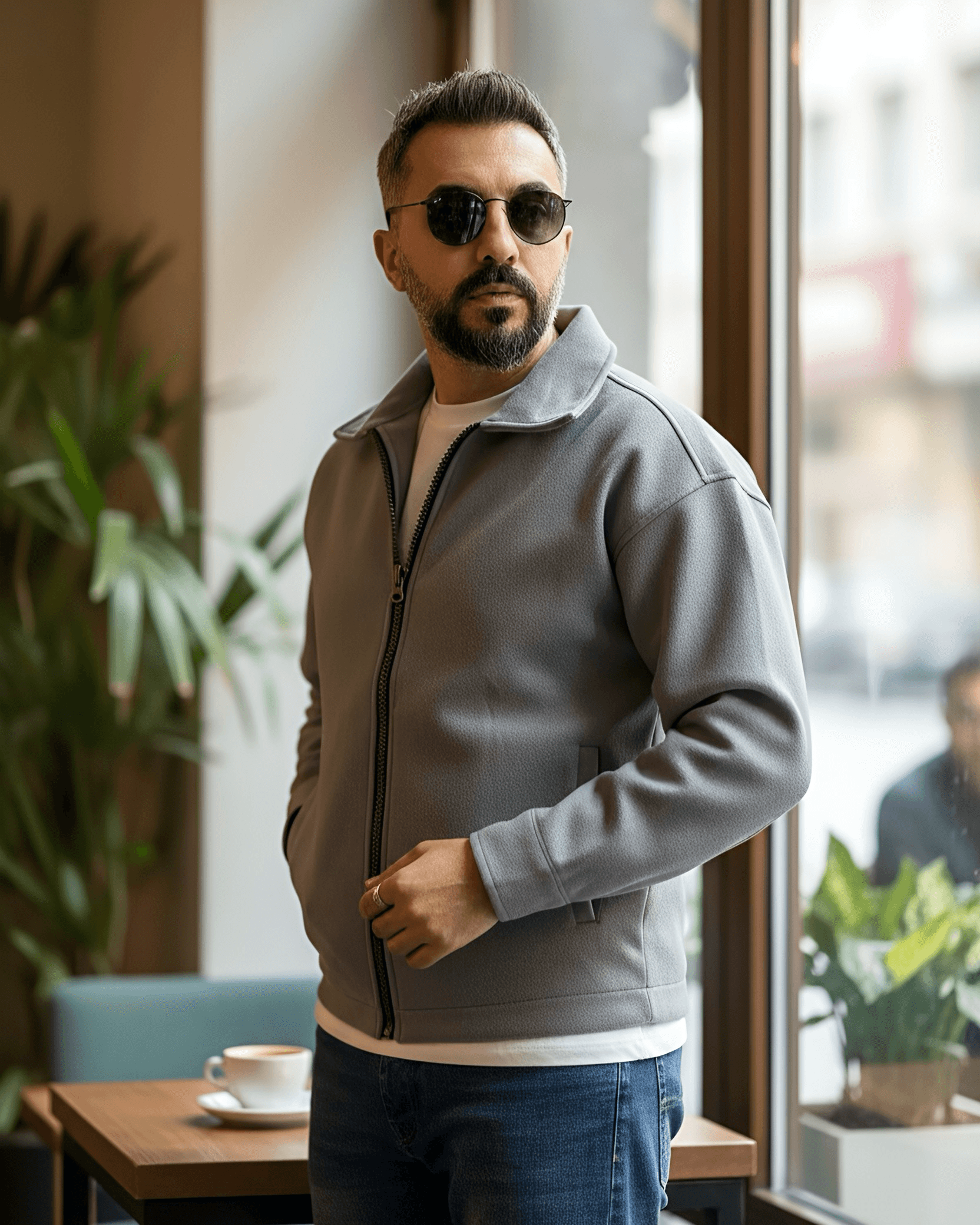 Sırtı Nakış Detaylı Oversize Erkek Kaşe Ceket