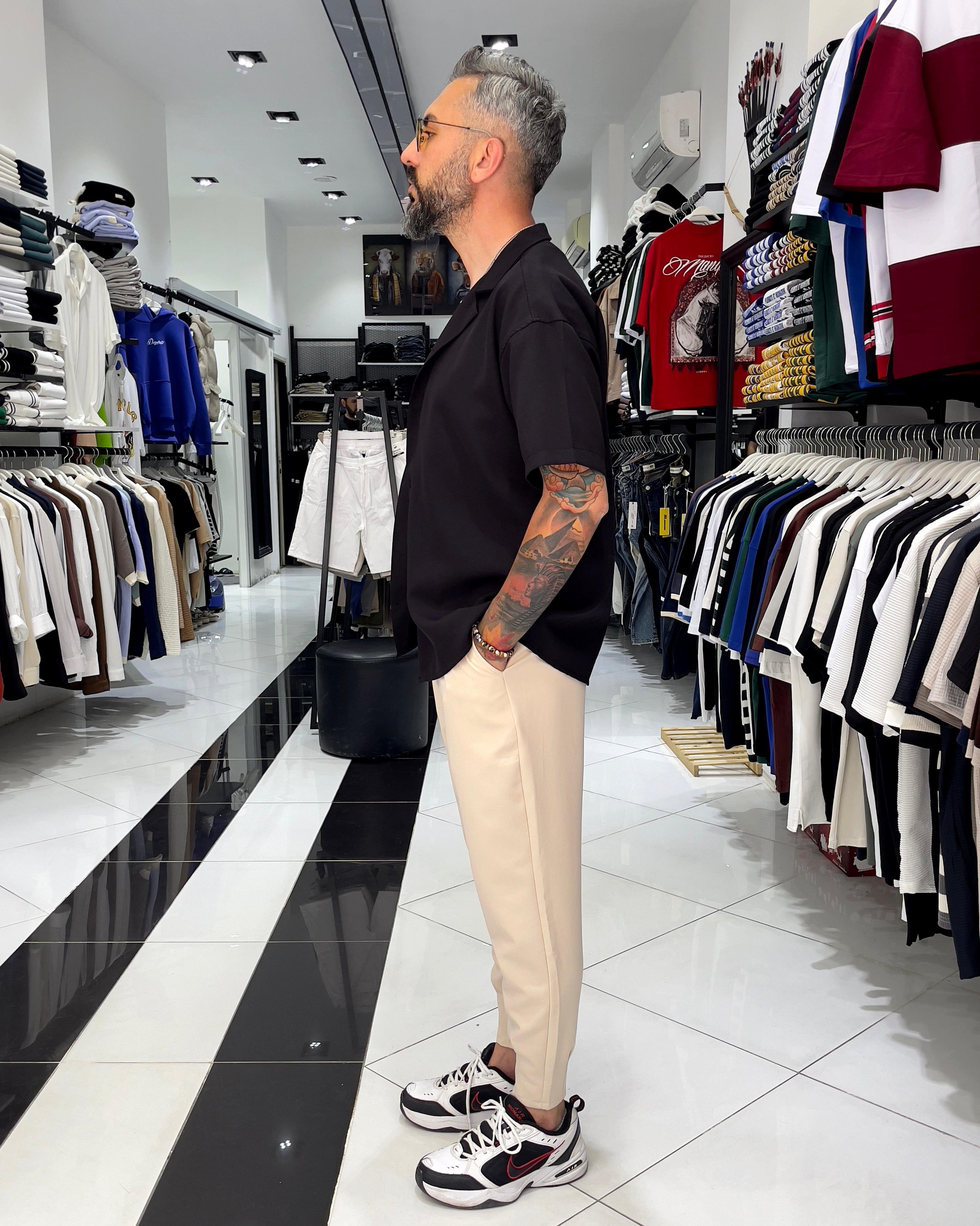 Zippered Jogger Pants Gray - Cream