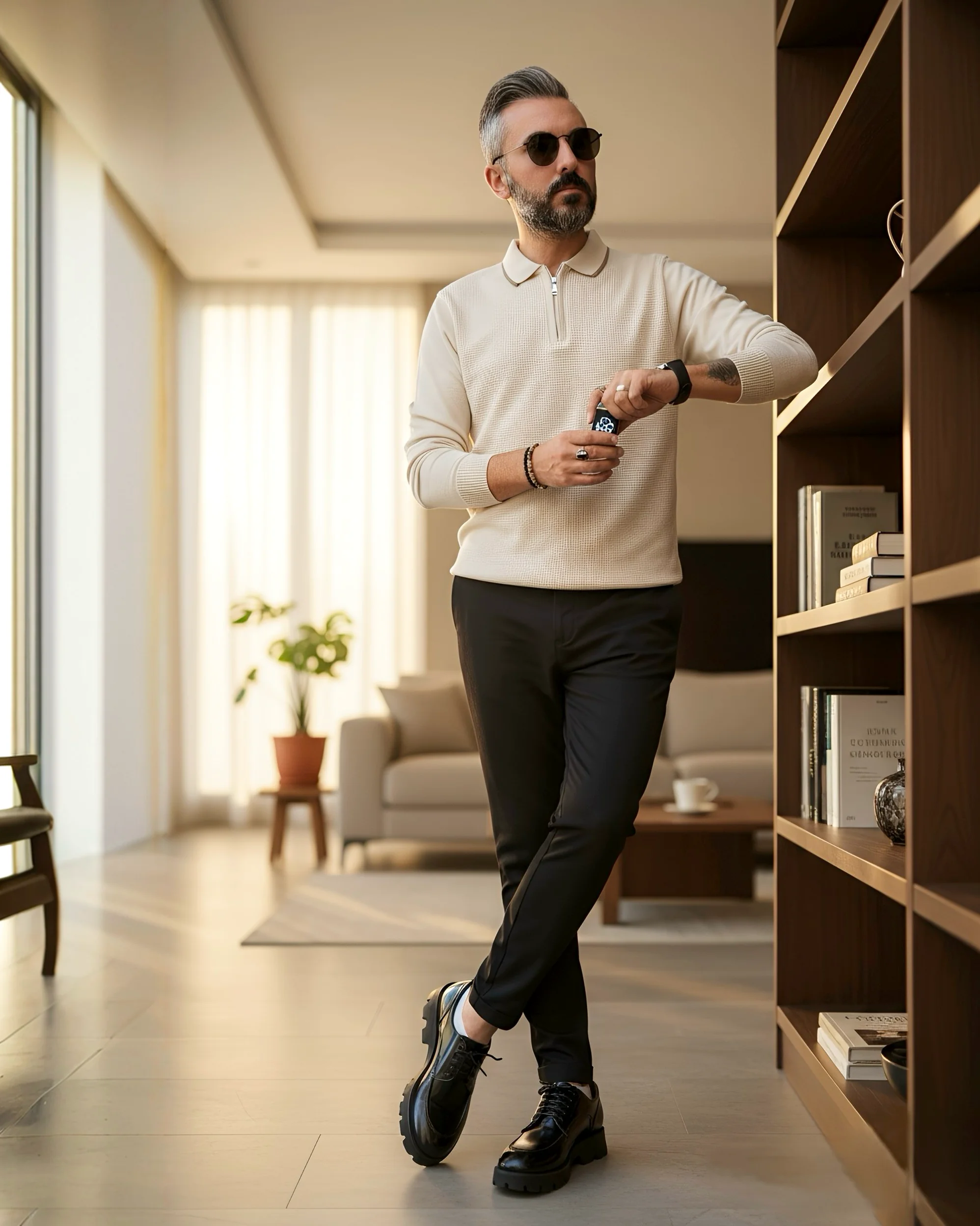 Old Money Erkek Yarım Fermuarlı Triko Kazak