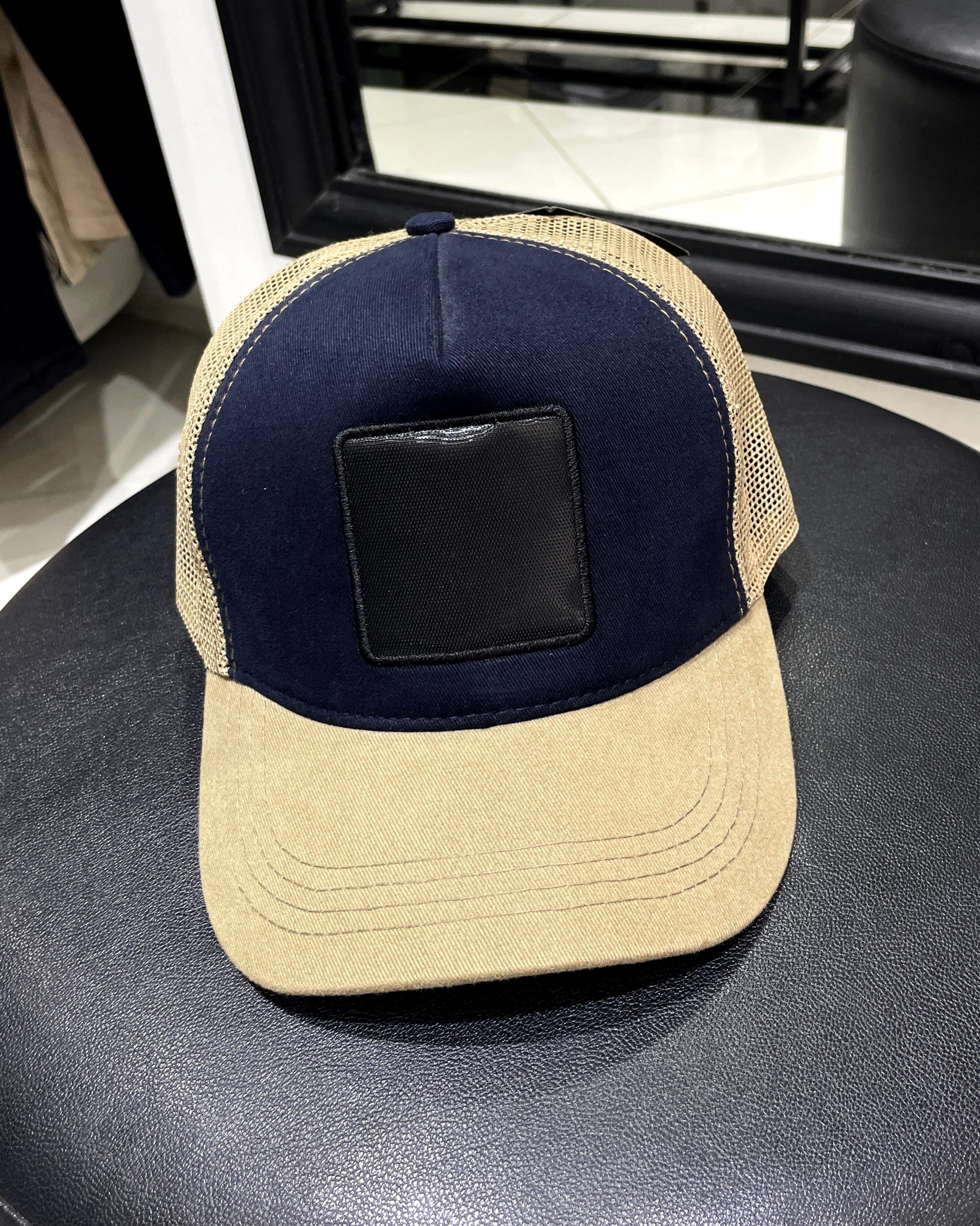 Değiştirilebilir Kare Patchli Unisex Şapka - Laci/Kahve