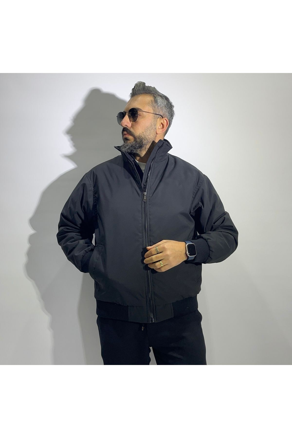 Oversize Fermuarlı Erkek Bomber Mont