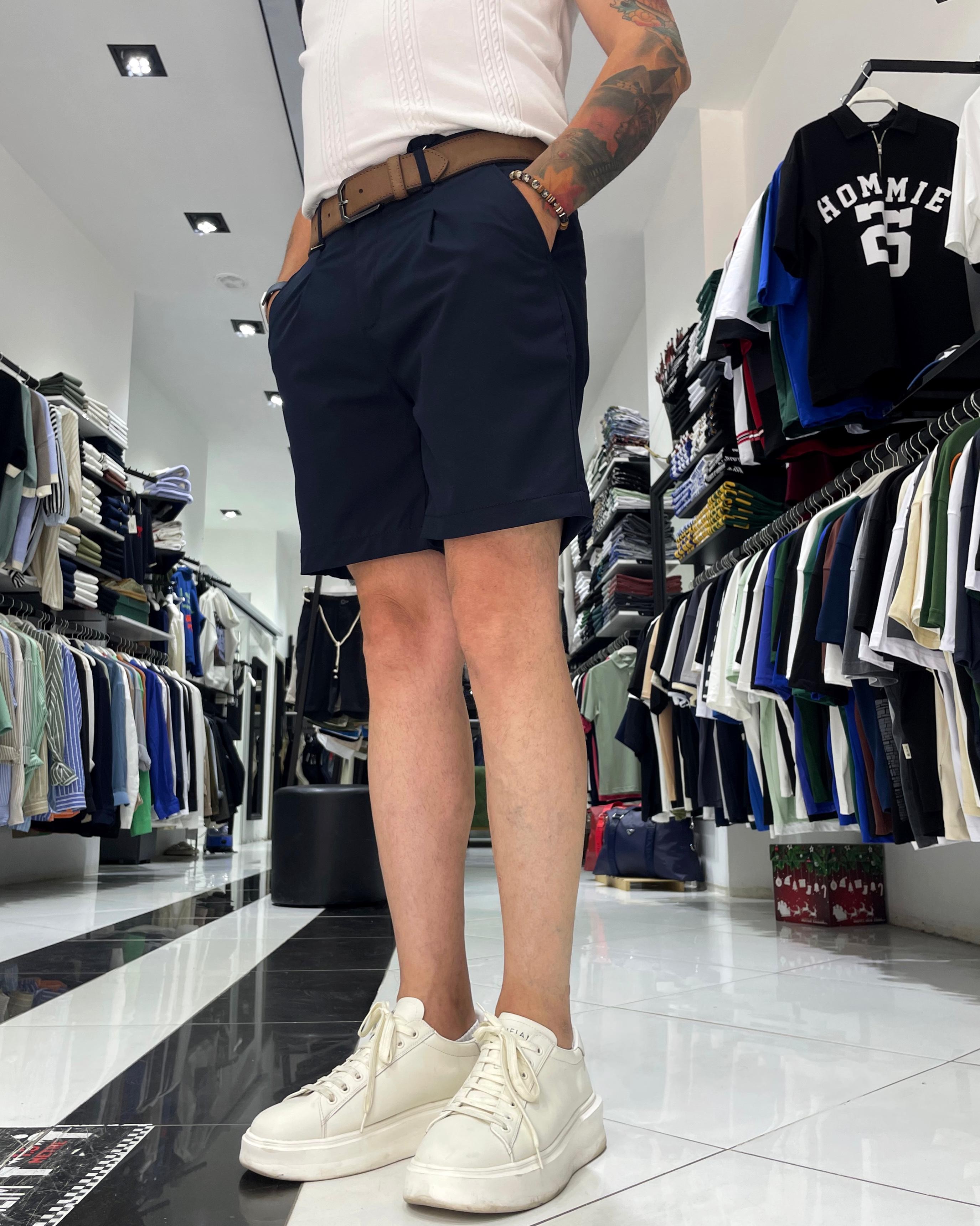 Pile Detaylı Erkek Poliviscon Şort