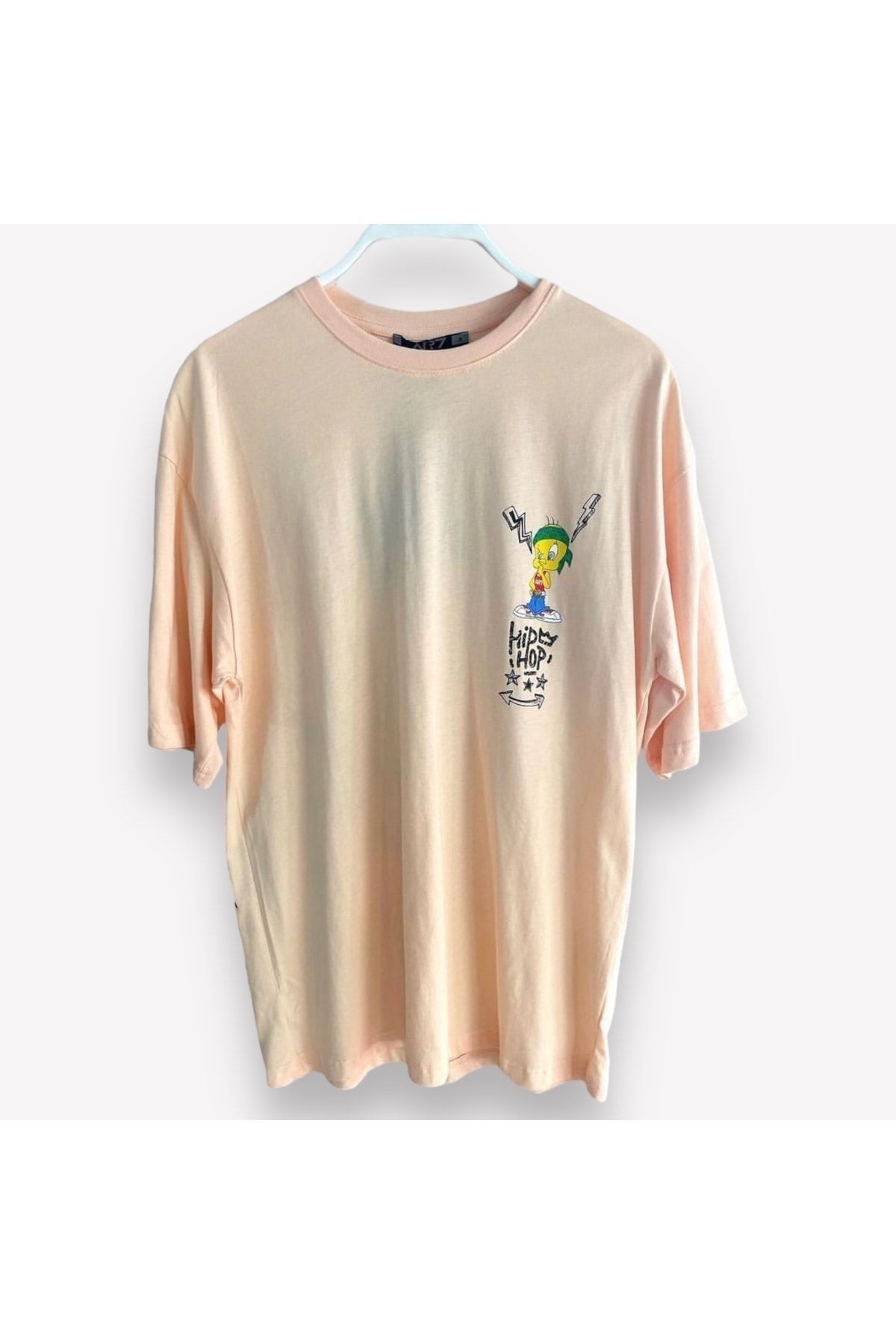 Hip-hop Baskılı Oversize Unisex T-shirt - somon