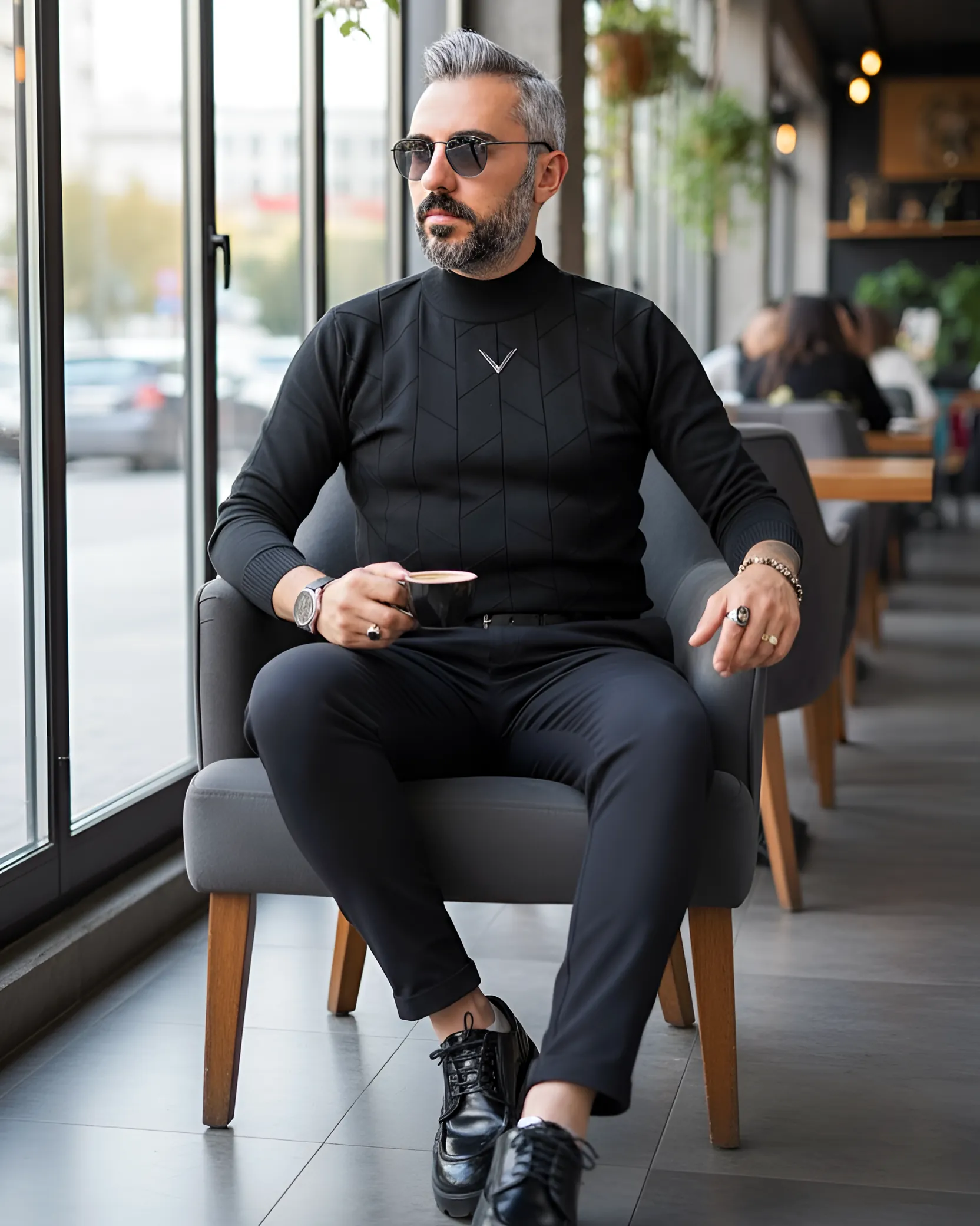 Yarım Balıkçı Desenli Triko Erkek Kazak