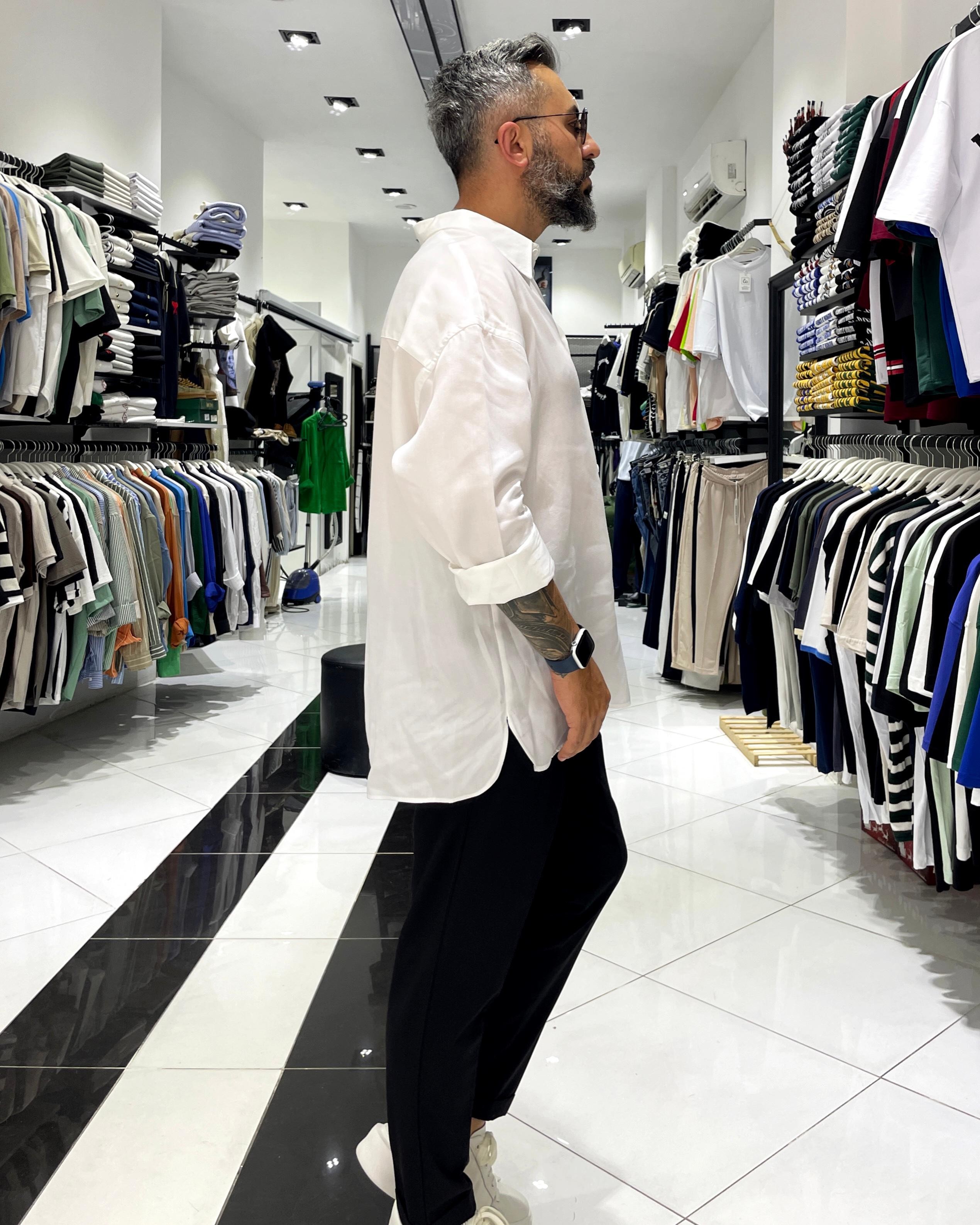 Tensel Kumaş Ekstra Oversize Erkek Gömlek