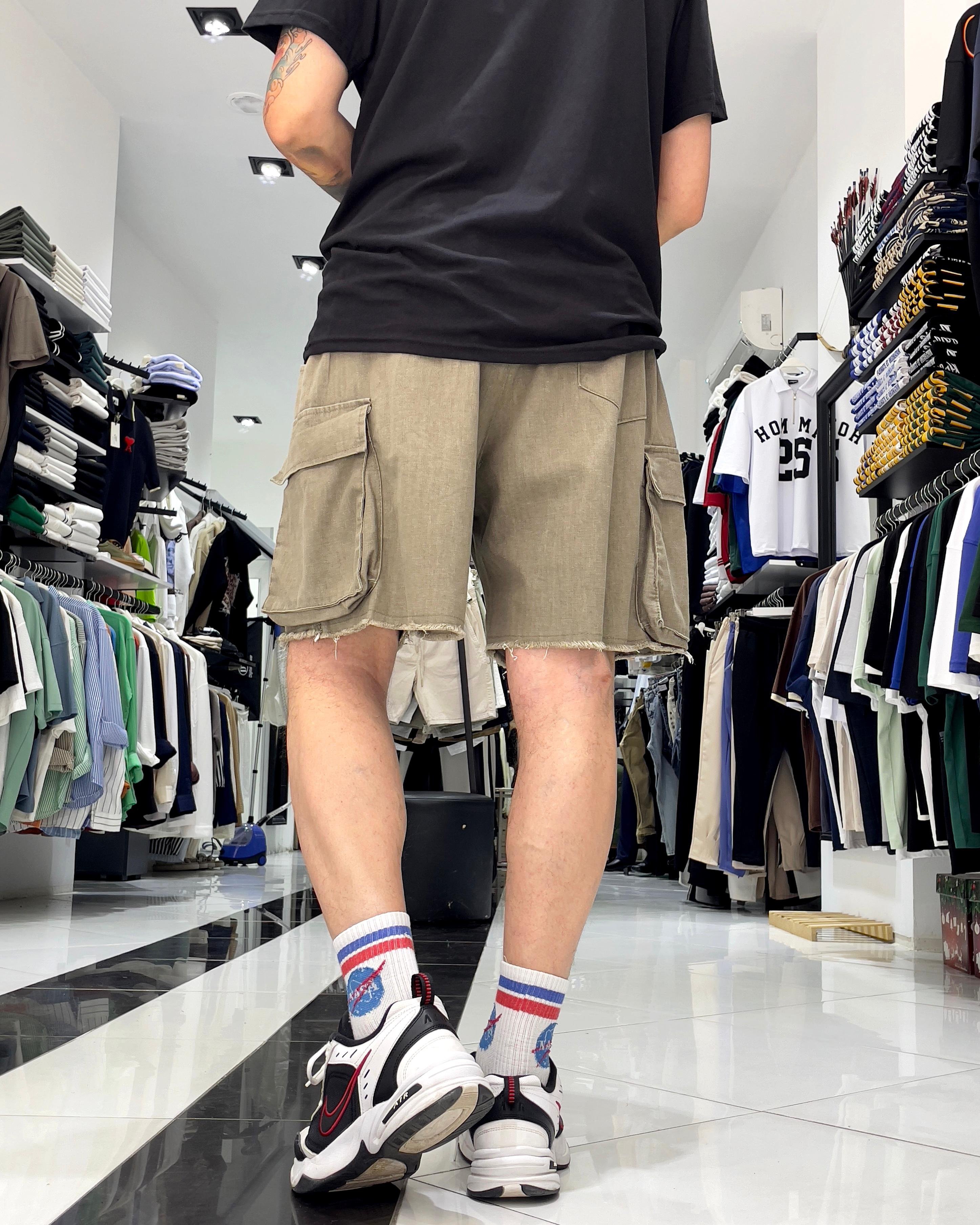 Baggy Fit Organik Denim Erkek Kargo Şort – Higo Man - antrasit