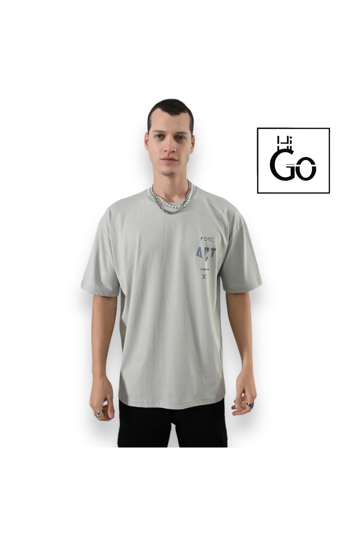 More Act Yazılı Oversize T-Shirt