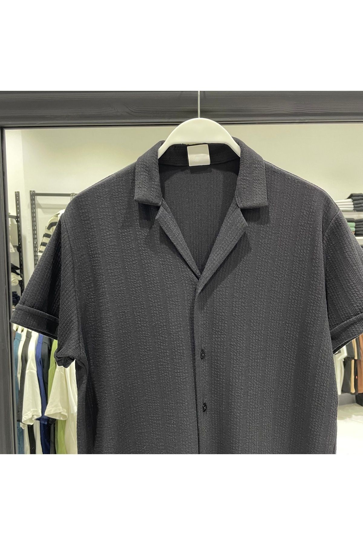 Slim Fit Likralı Kısa Kol Gömlek