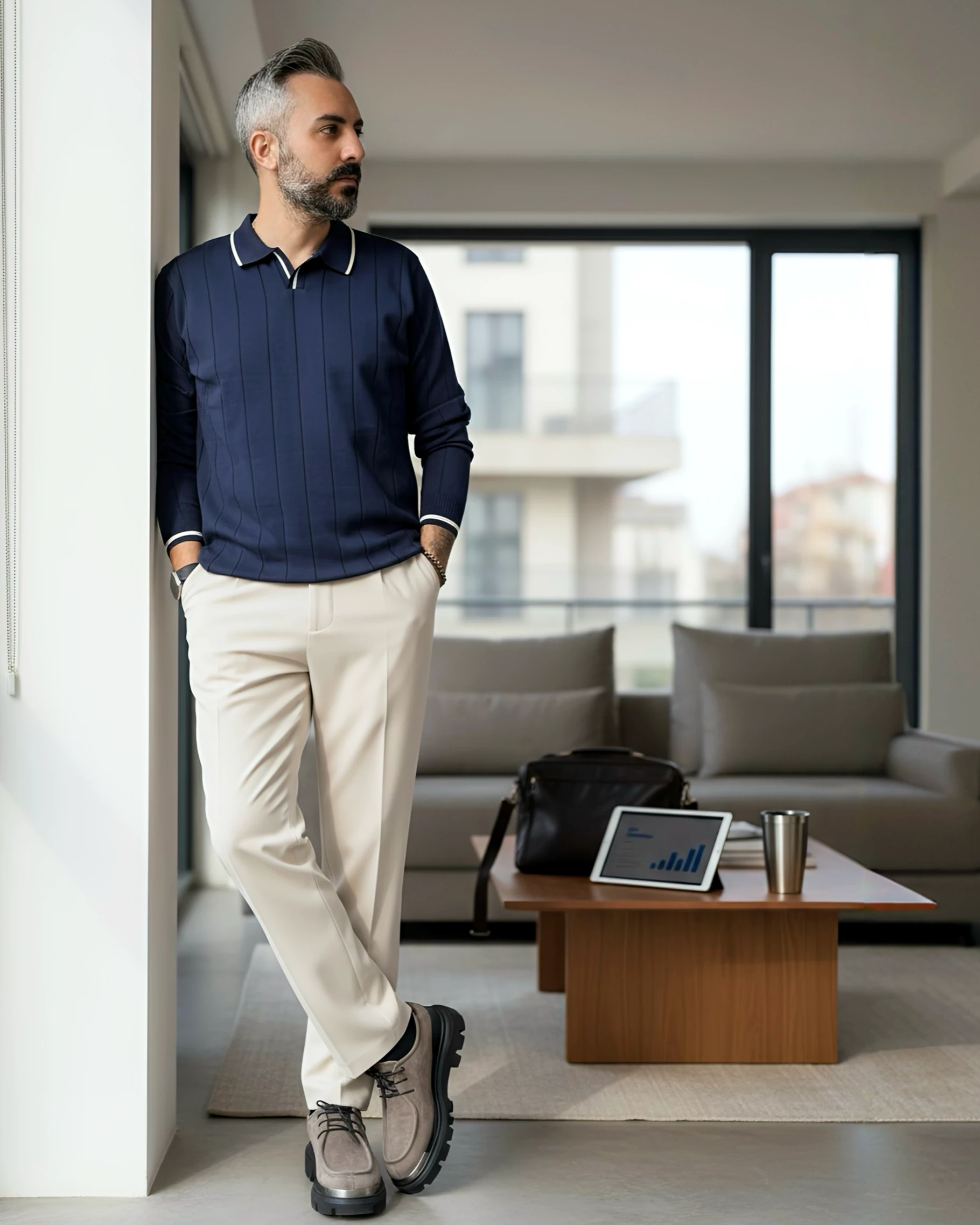 Riviera Line Old Money Erkek Triko Kazak - lacivert