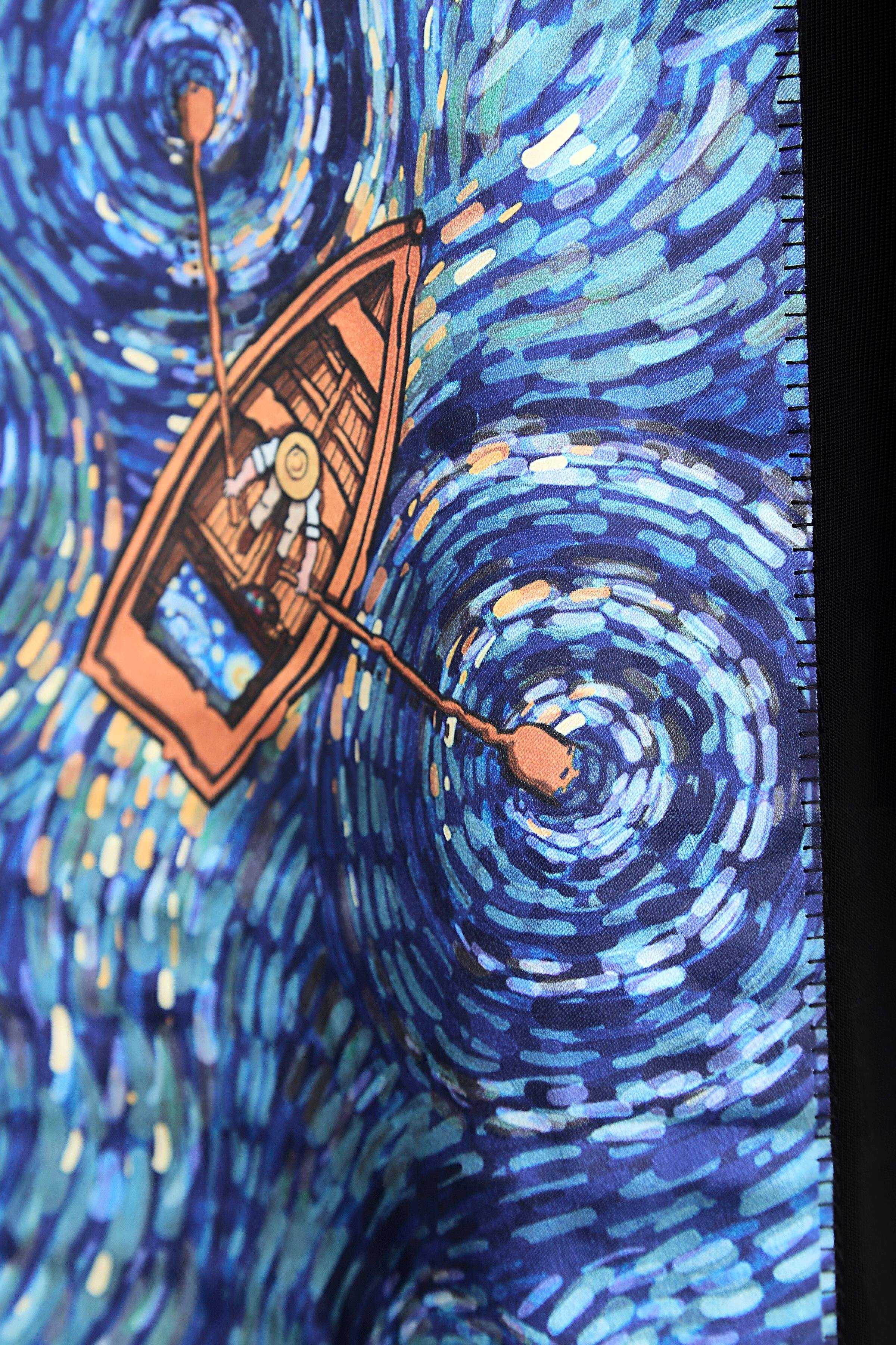 Van Gogh Baskılı Kumaş Detaylı Oversize Erkek Tişört