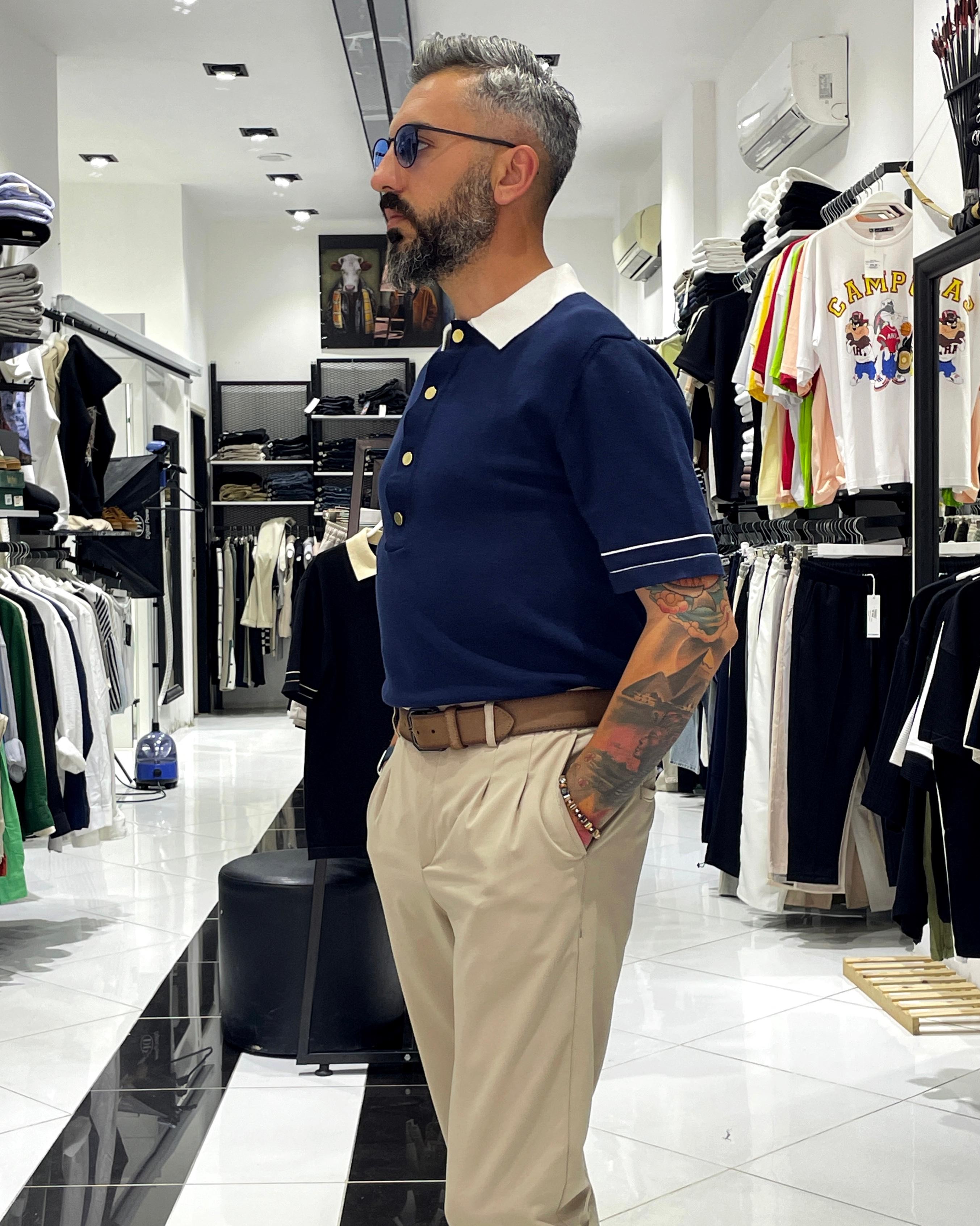 Old Money Triko Polo Yaka Erkek T-Shirt - lacivert