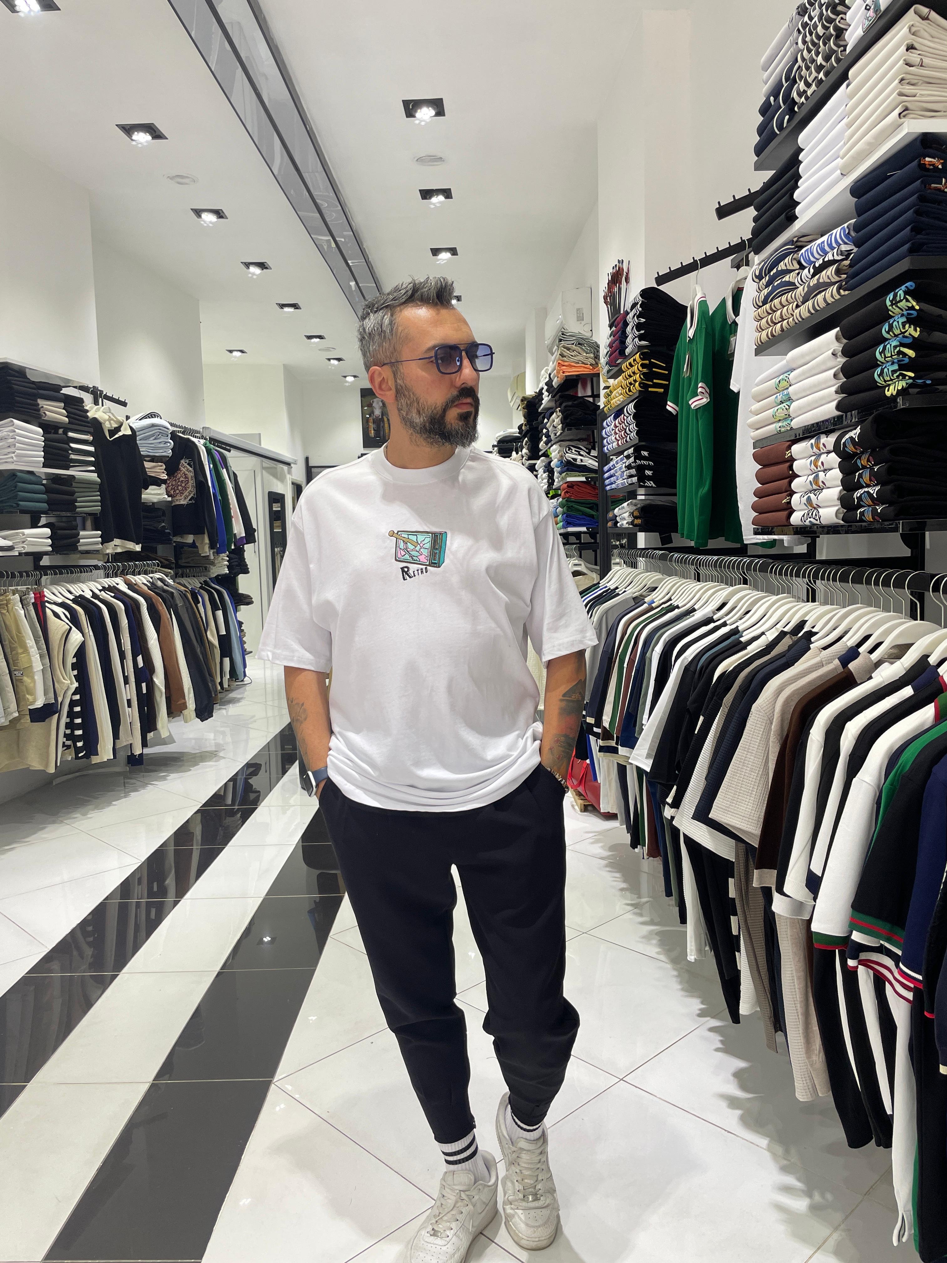 Retro Nakış İşlemeli Oversize Erkek T-Shirt – Higo Man