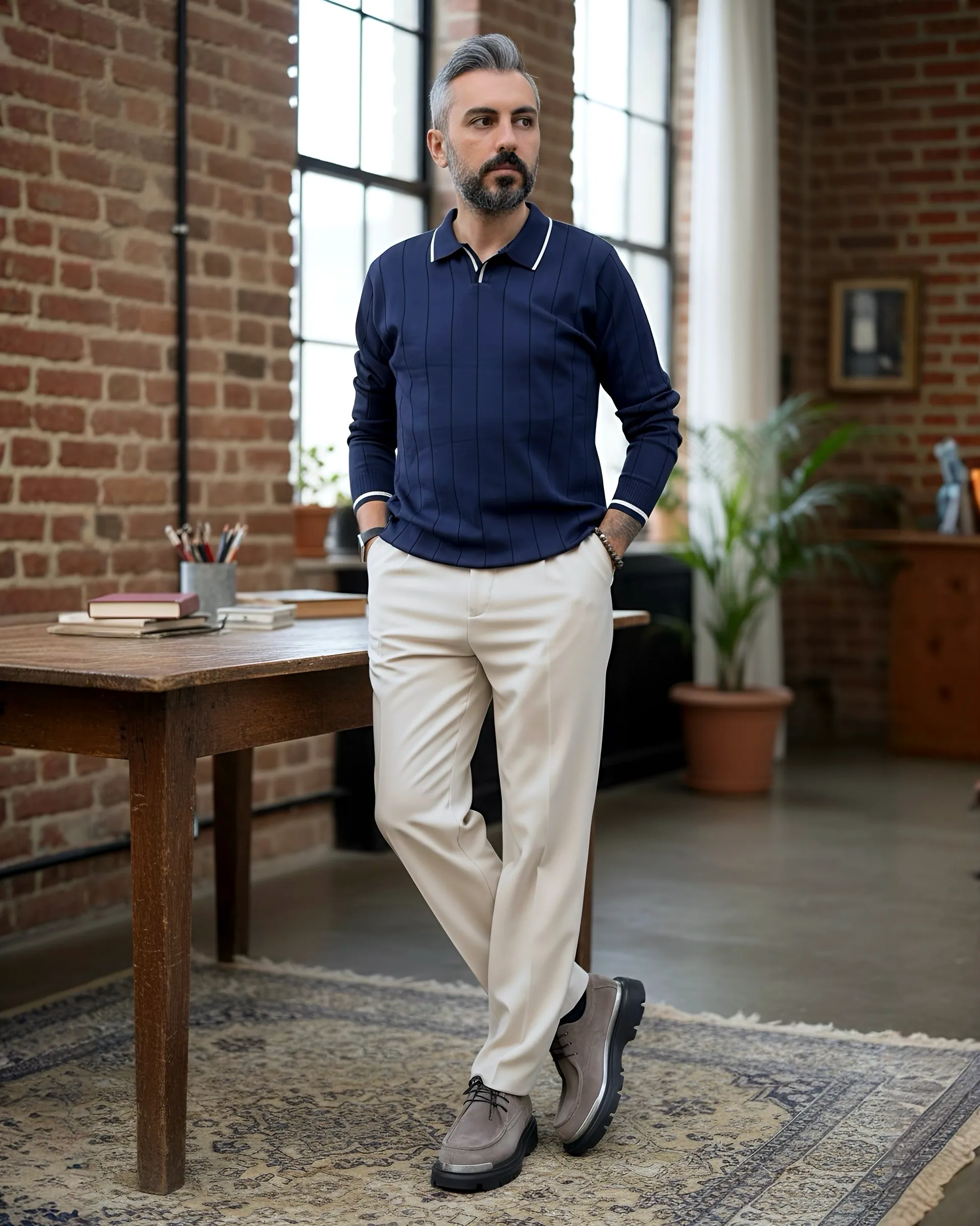 Riviera Line Old Money Erkek Triko Kazak - lacivert