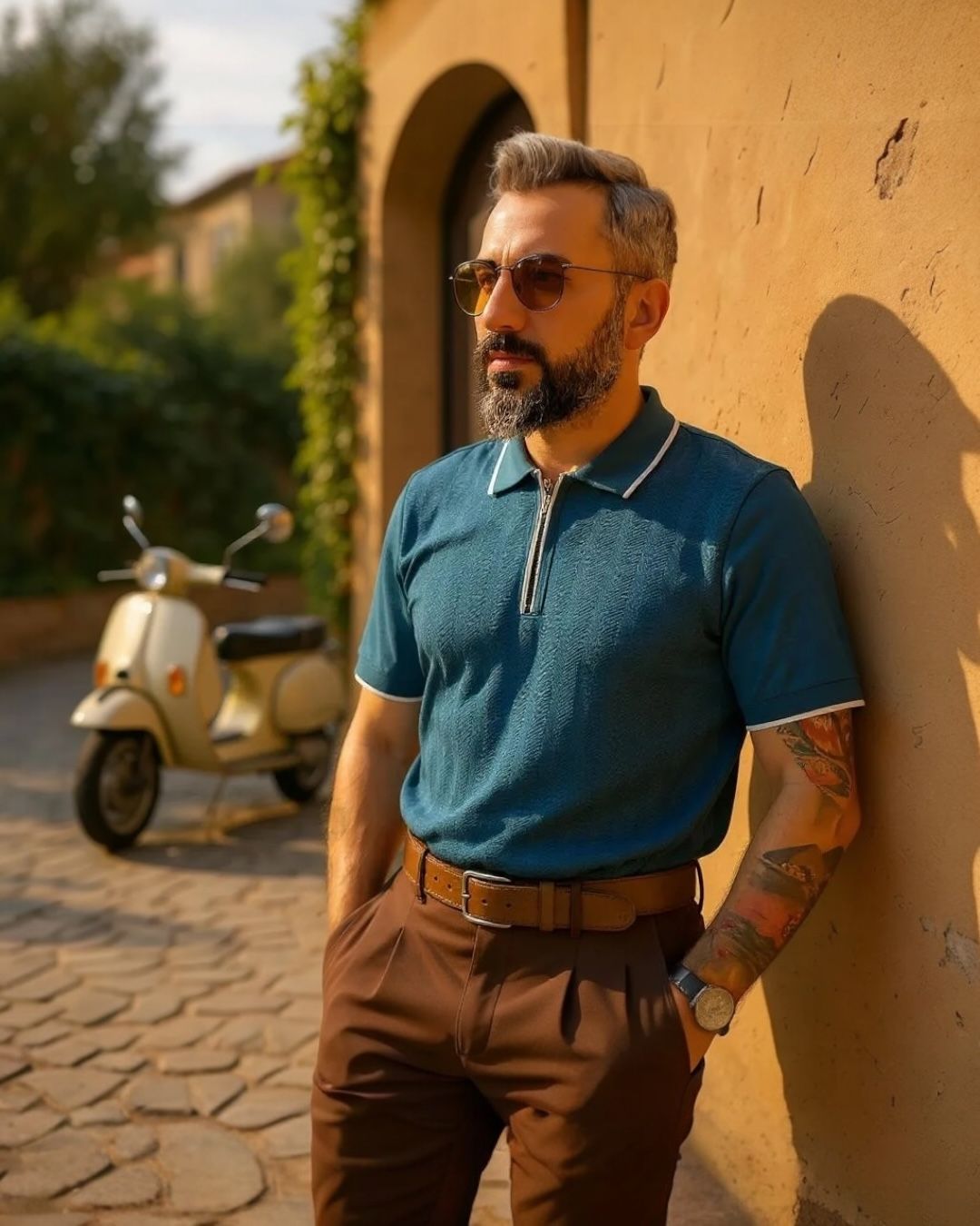 Fermuarlı Triko Polo Yaka Erkek Tişört