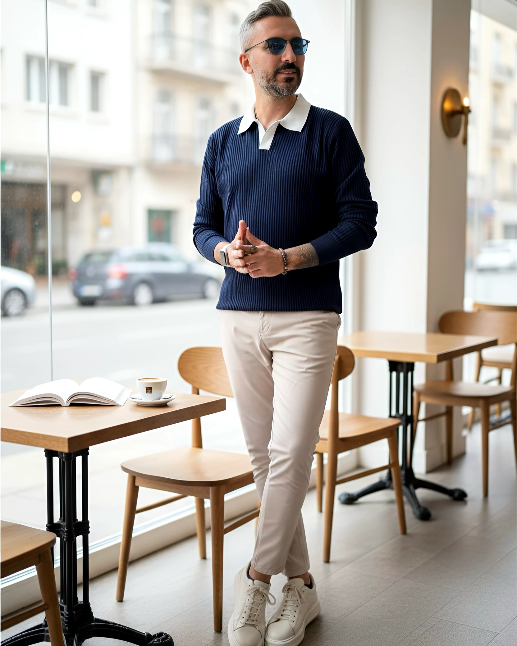 Old Money Triko Polo Yaka Erkek Kazak - lacivert