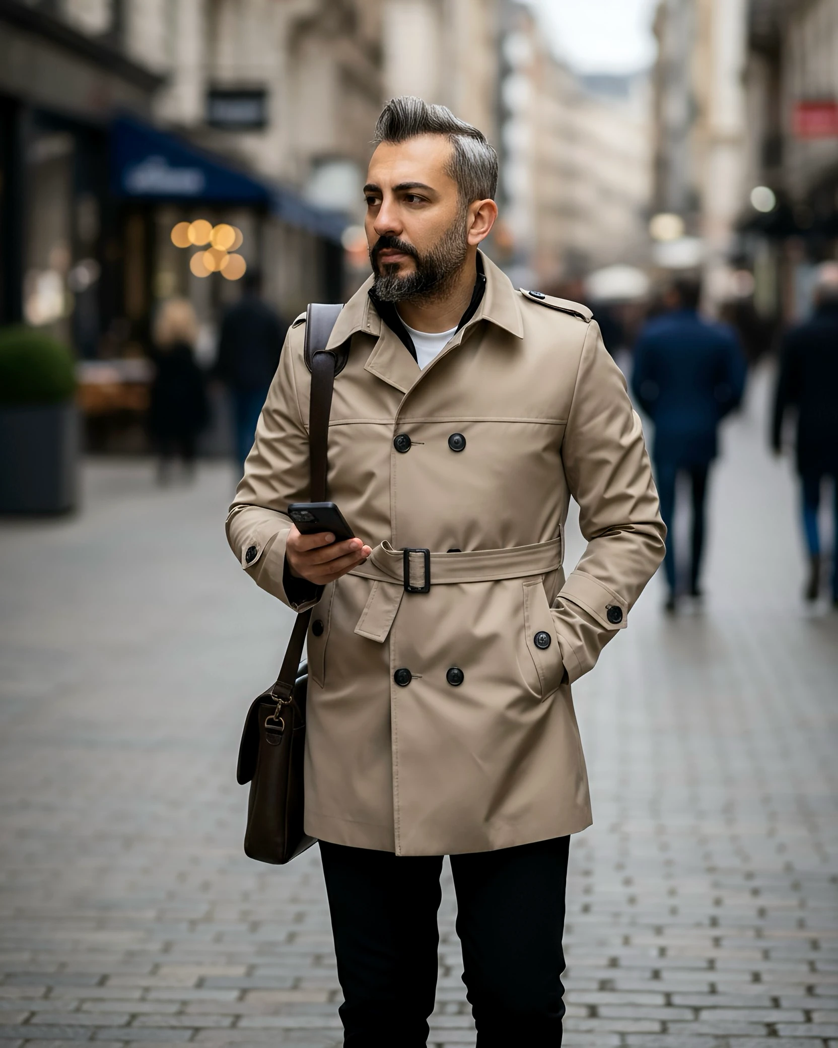 Kısa Mevsimlik Su Geçirmez Erkek Trençkot – Apolet Detaylı