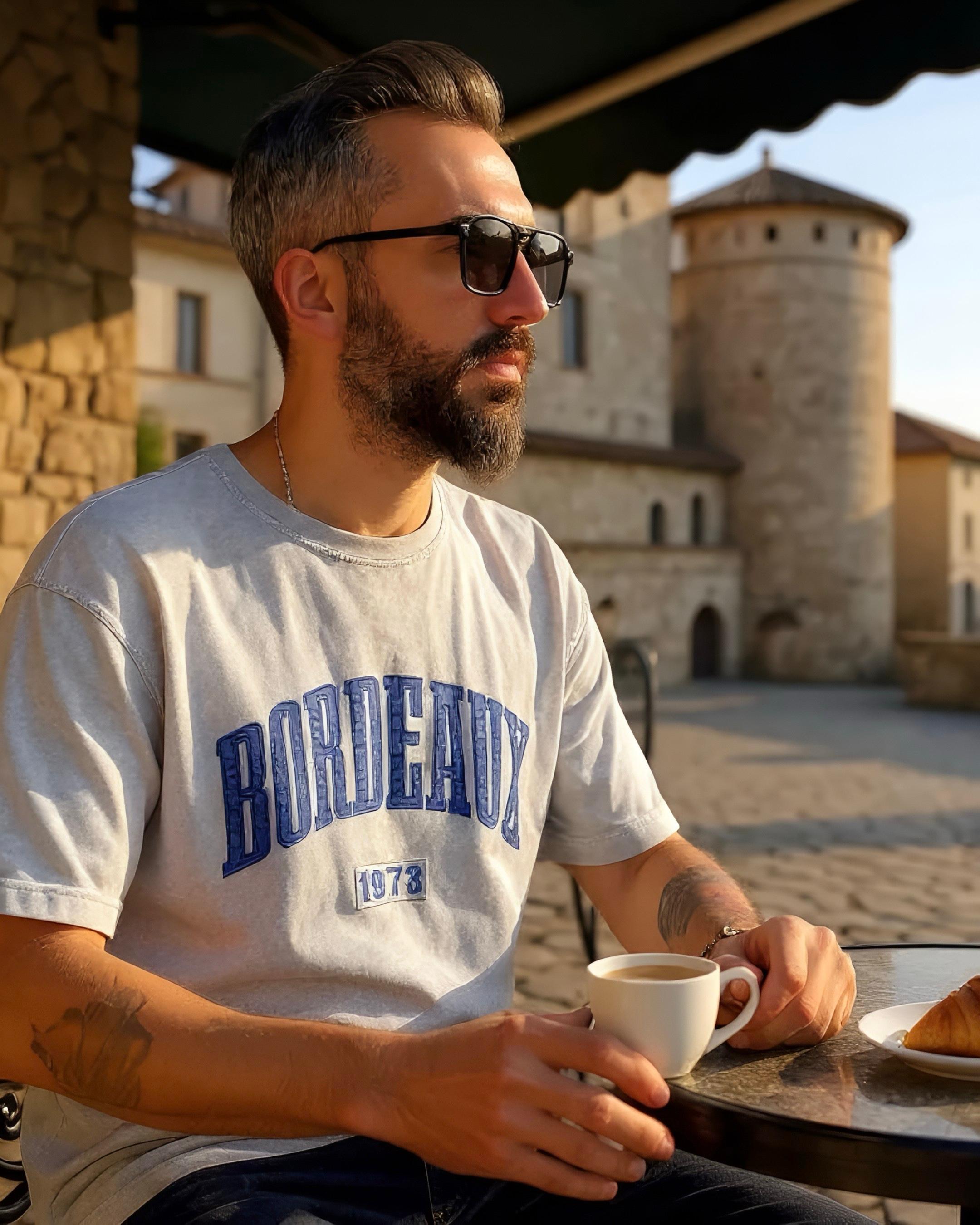 Bordeaux 1973 Asit Yıkamalı Oversize Erkek Tişört