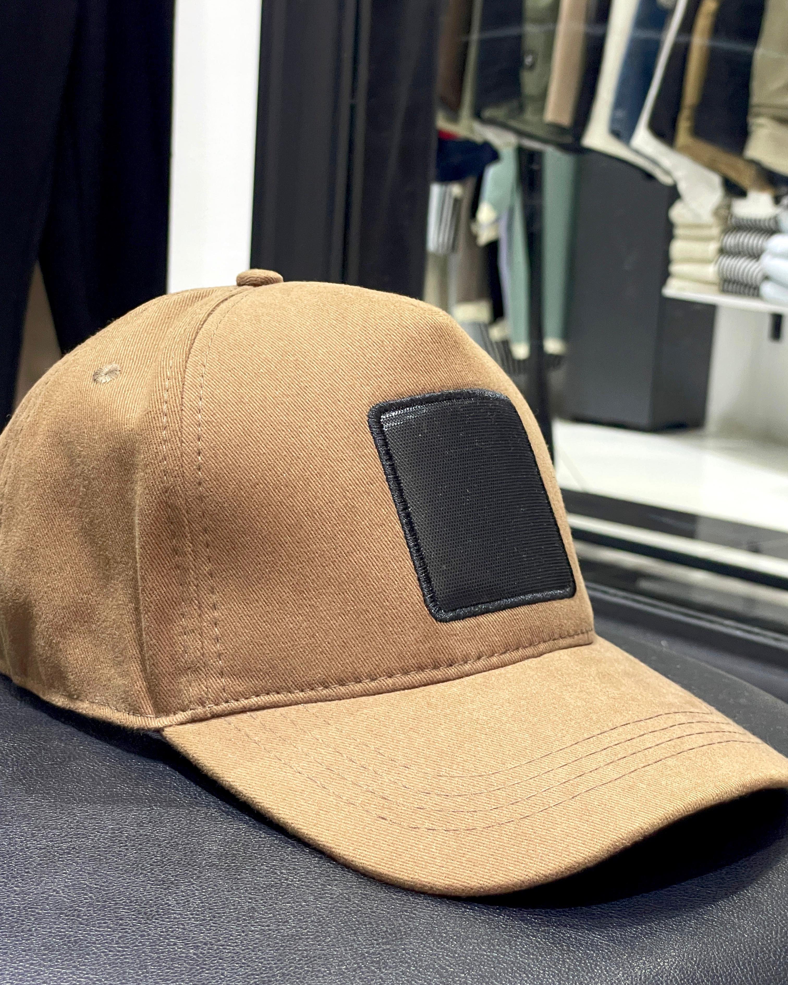 Değiştirilebilir Kare Patchli Unisex Şapka - Koyu Kahve