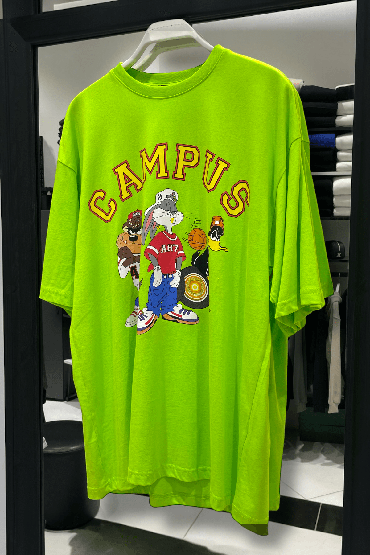 Kampüs Baskılı Oversize %100 Pamuk Erkek T-Shirt – Higo Man - yeşil