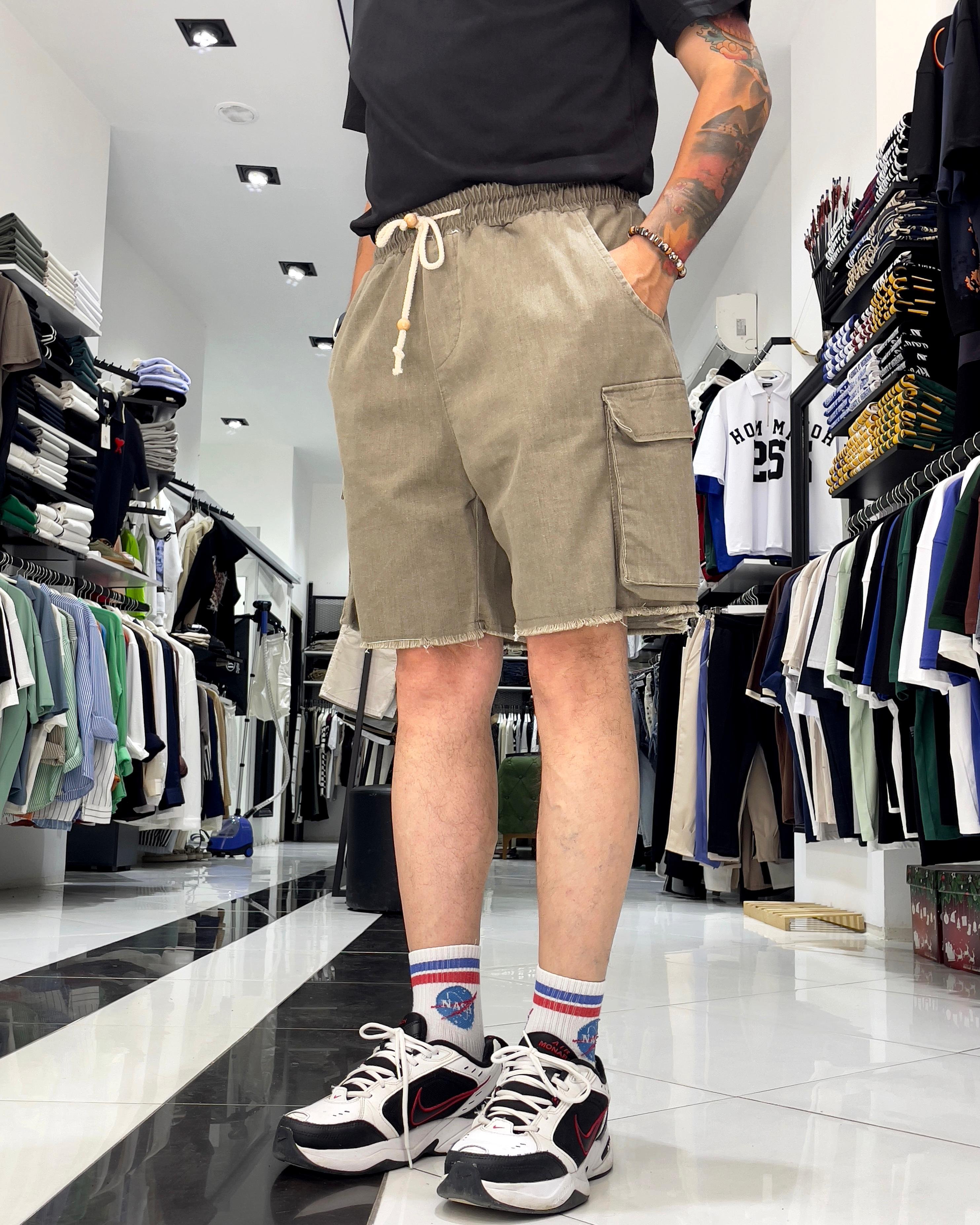 Baggy Fit Organik Denim Erkek Kargo Şort – Higo Man - antrasit