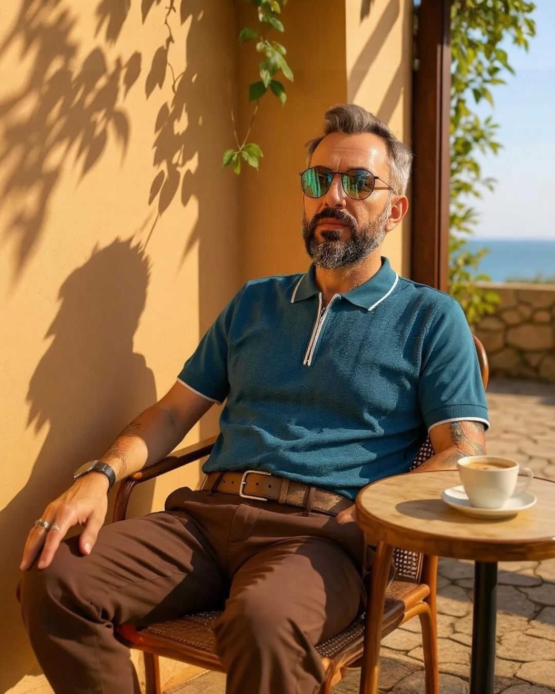 Fermuarlı Triko Polo Yaka Erkek Tişört