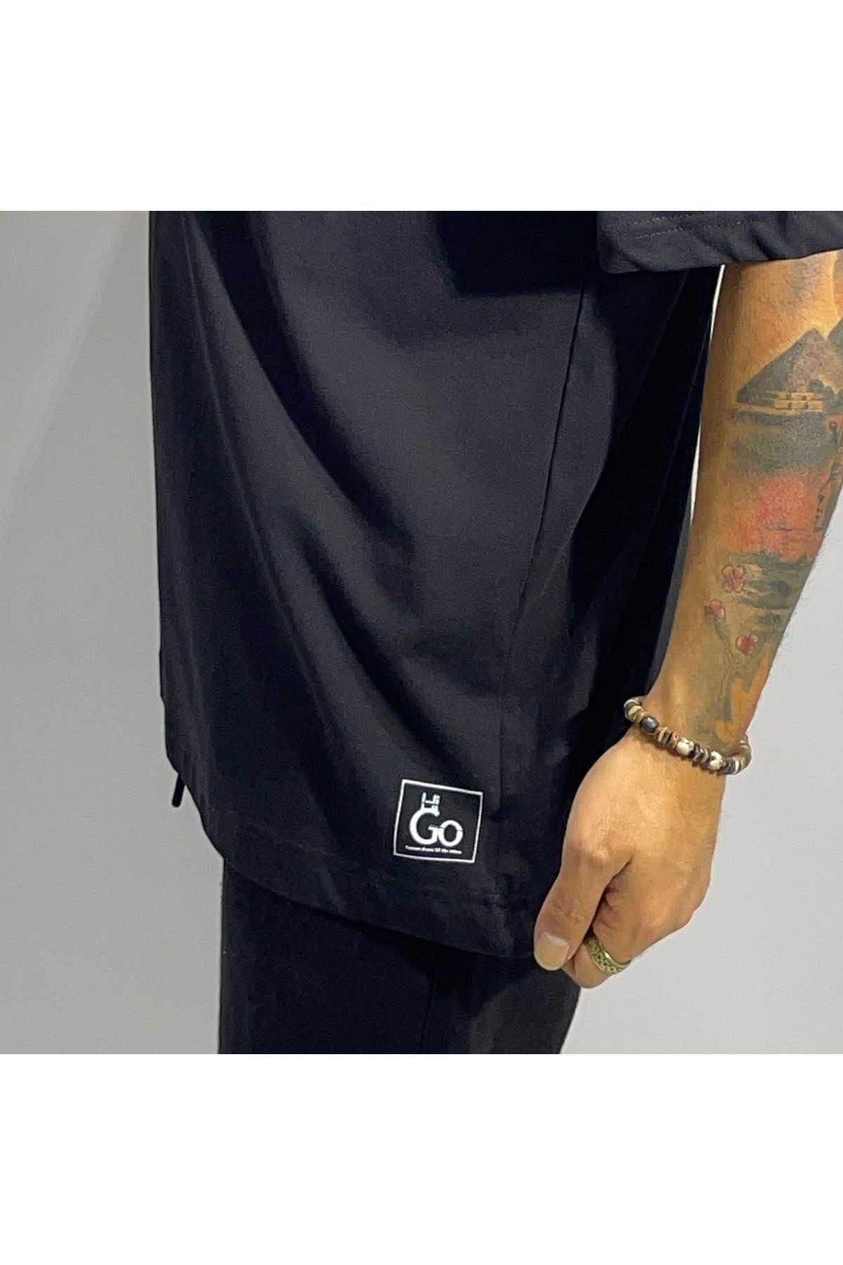 Tokyo Temalı Siyah Erkek Oversize T-Shirt