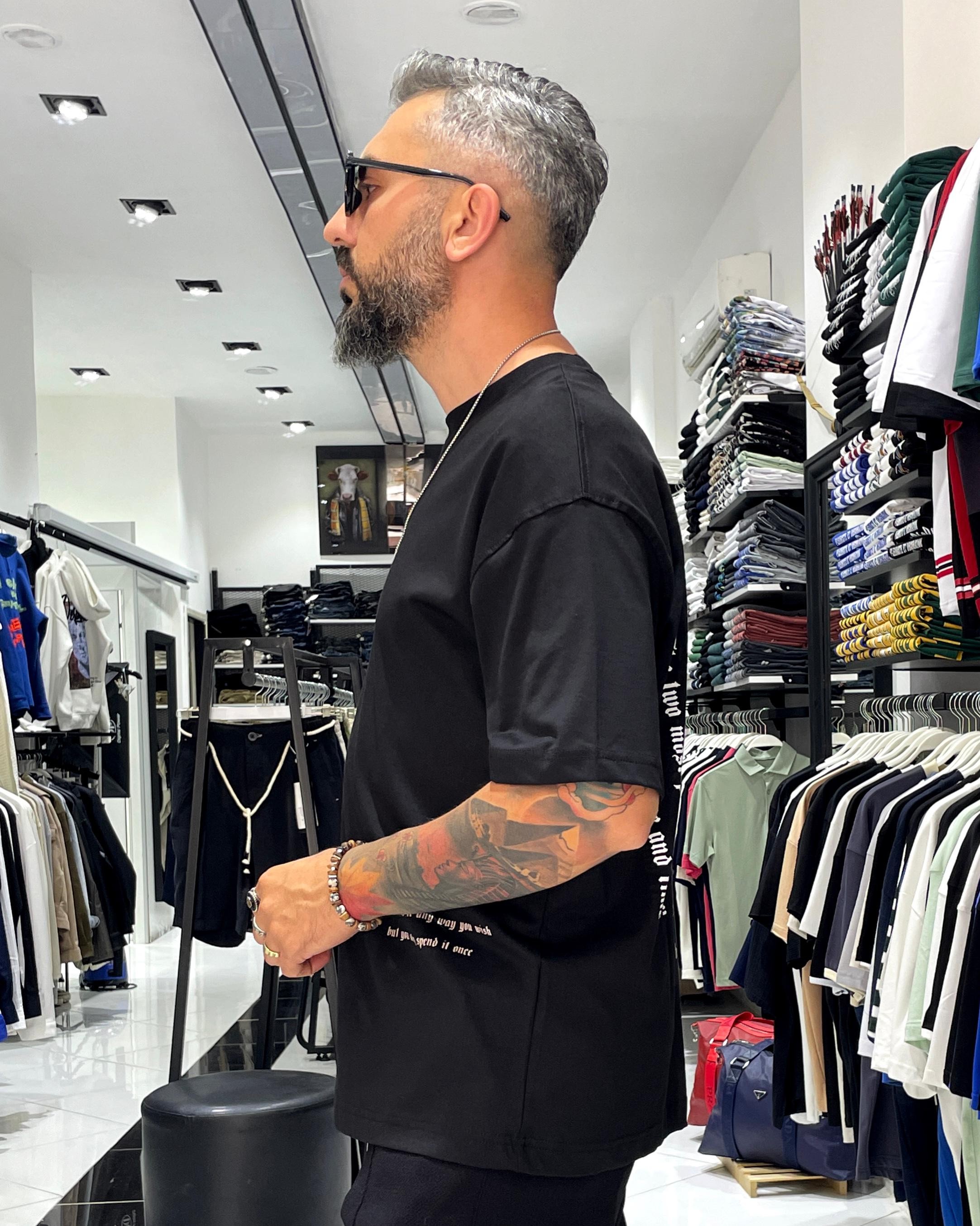 Antik Kumaş Sırt Baskılı Oversize Erkek T-Shirt