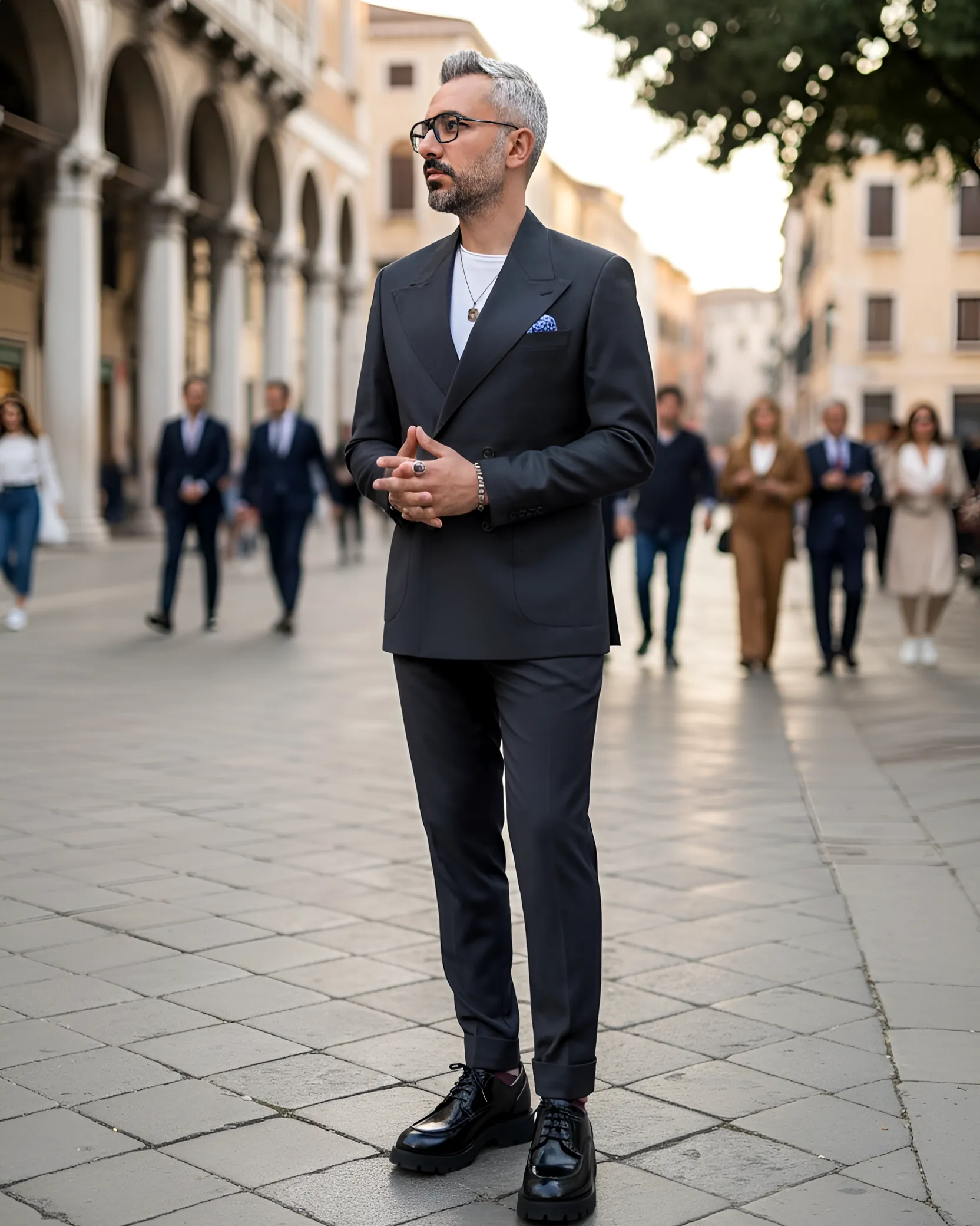 Nero Eleganza İtalyan Kesim Erkek Kruvaze Takım Elbise