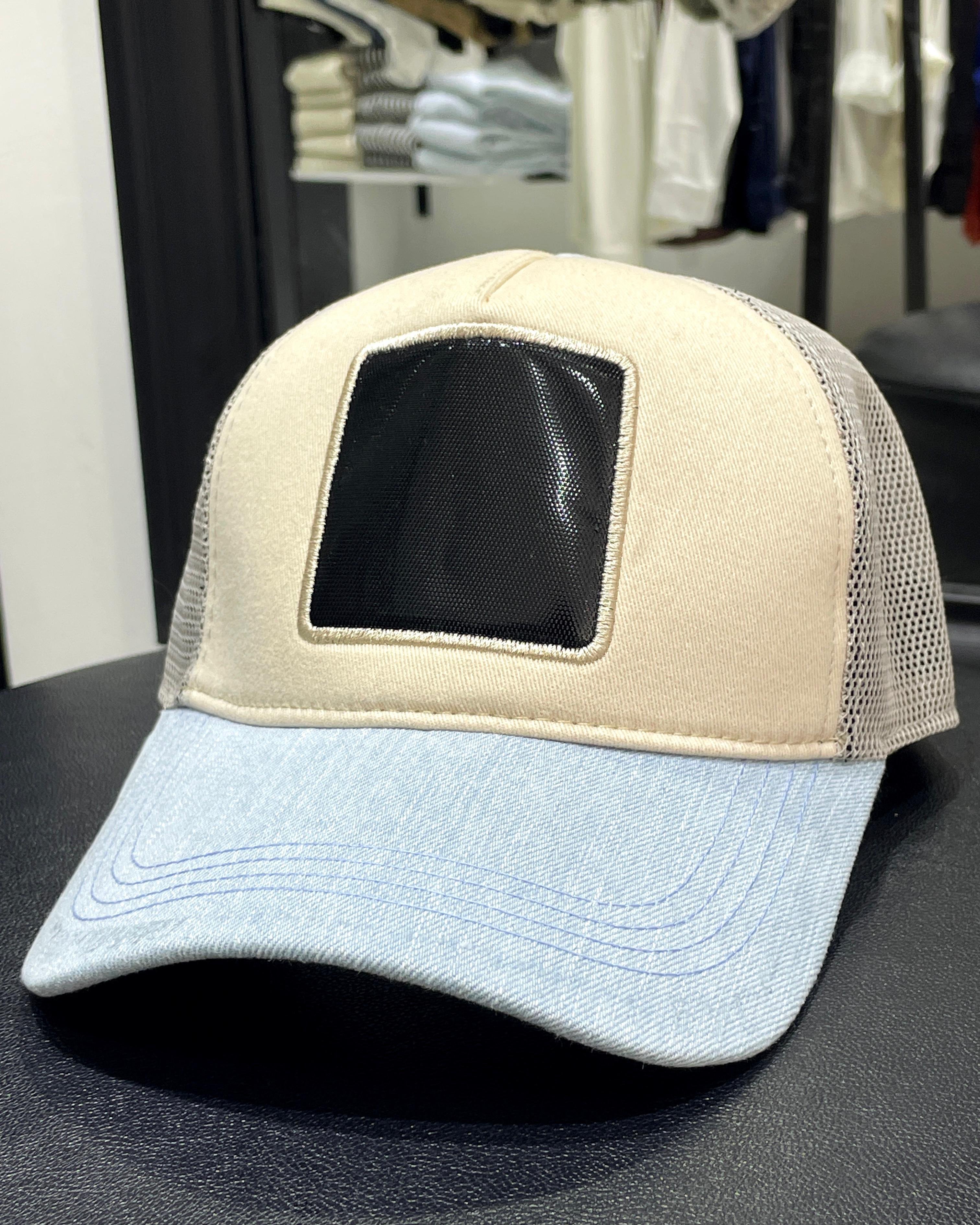Değiştirilebilir Kare Patchli Unisex Şapka - Bebe Mavisi