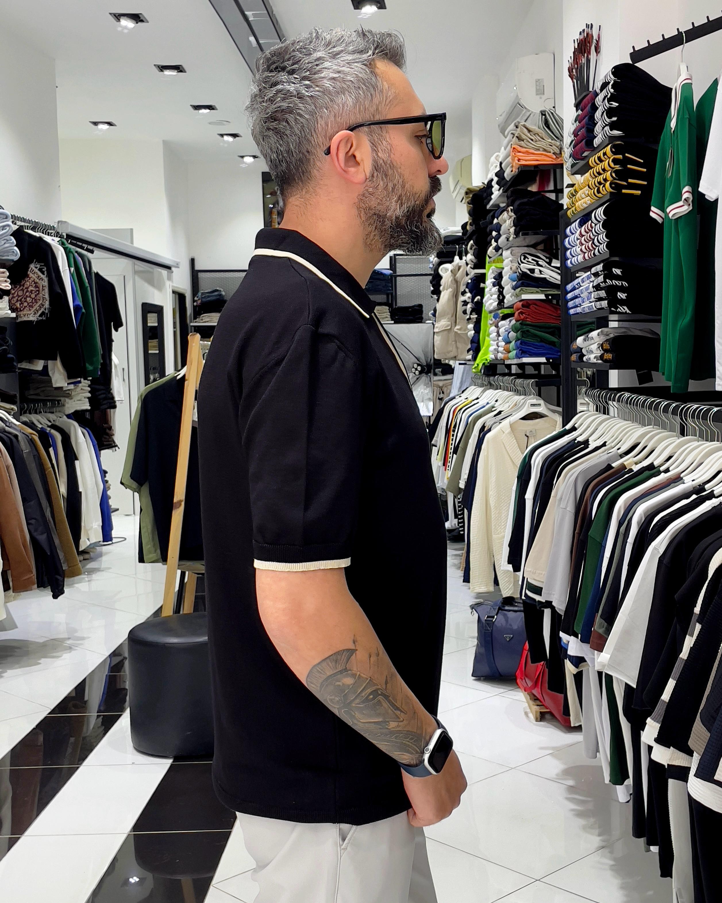 Yarım Fermuarlı Triko Polo Yaka T-Shirt