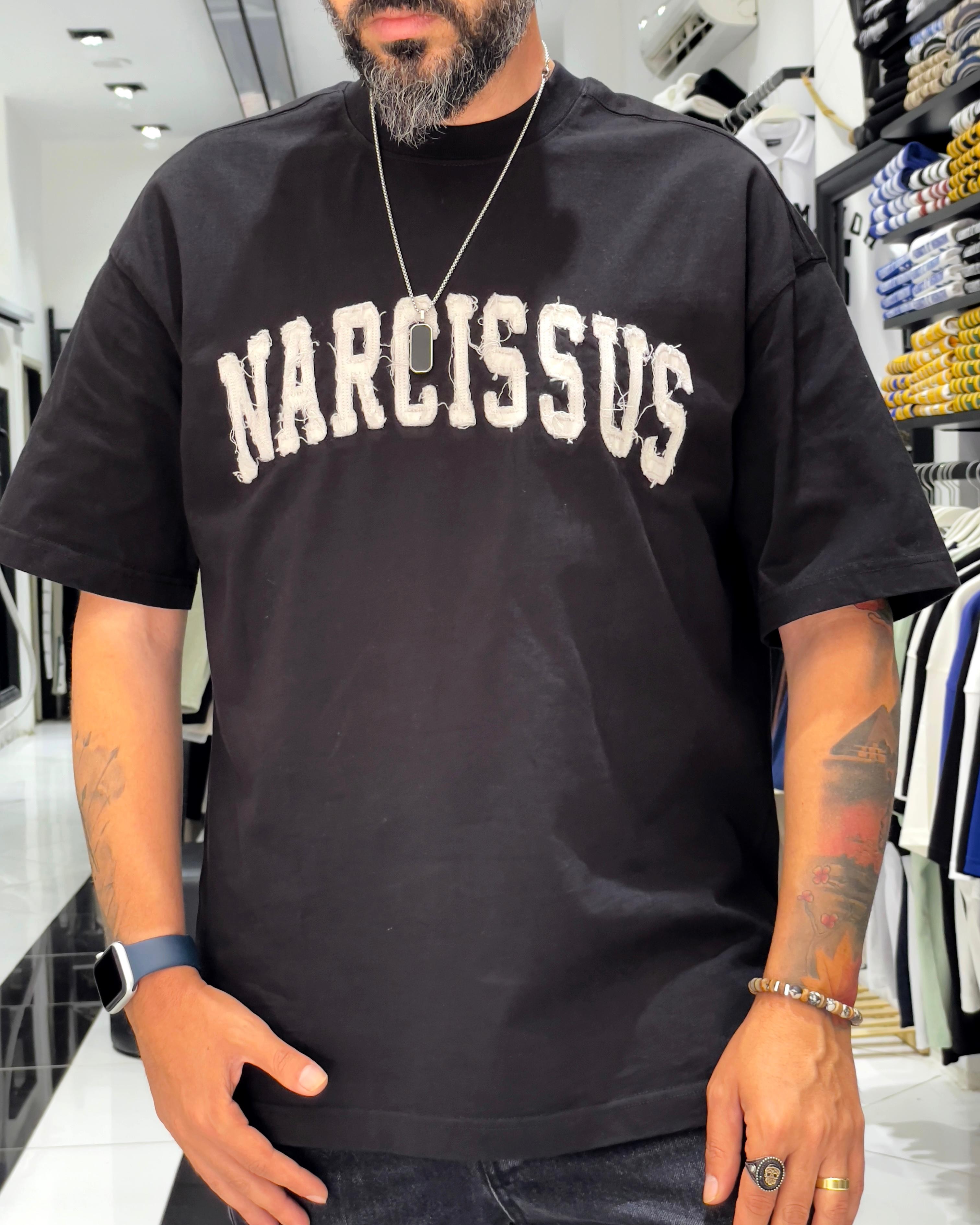 Narcissus Nakışlı Oversize Erkek T-Shirt