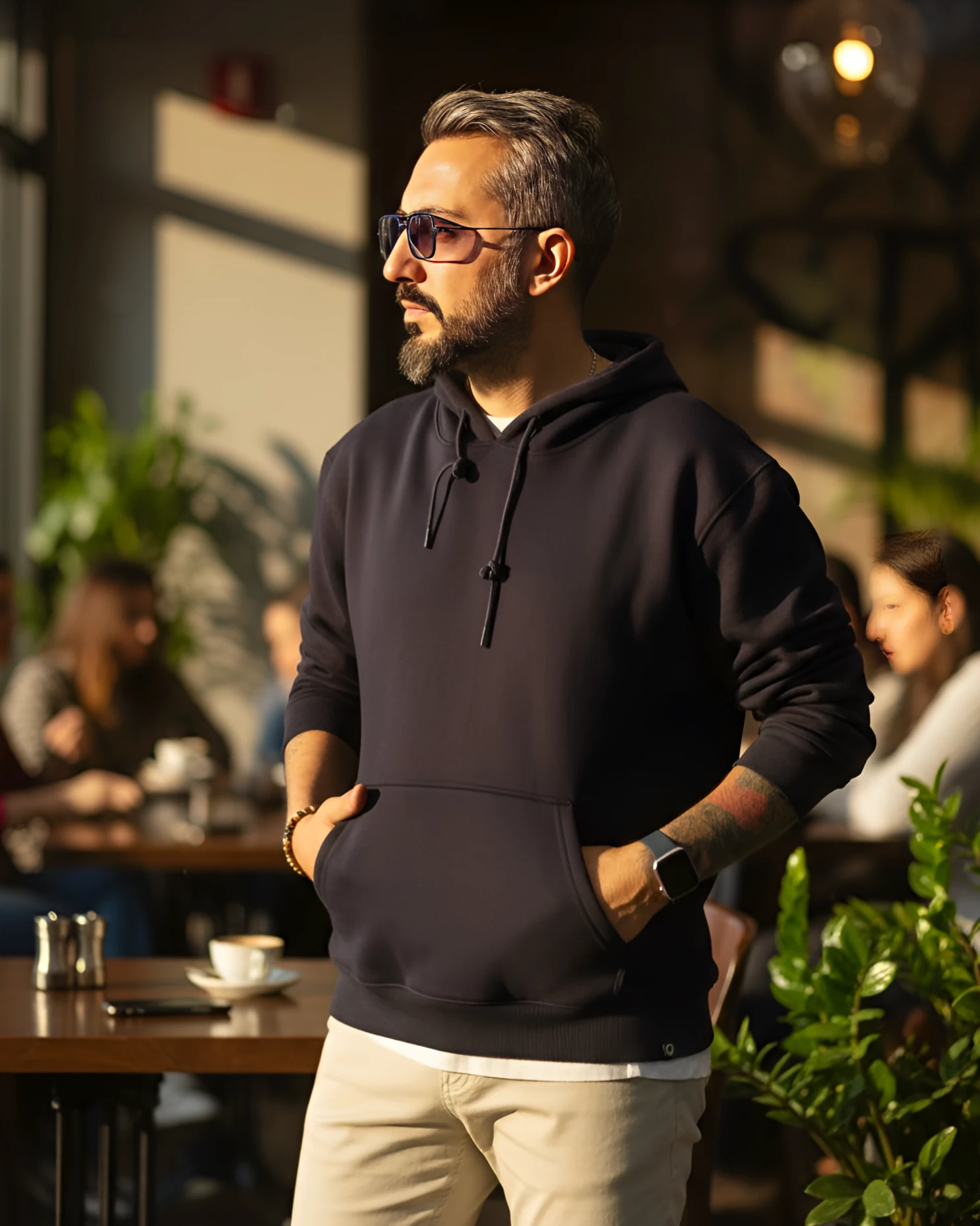 Basic Erkek Hoodie - lacivert