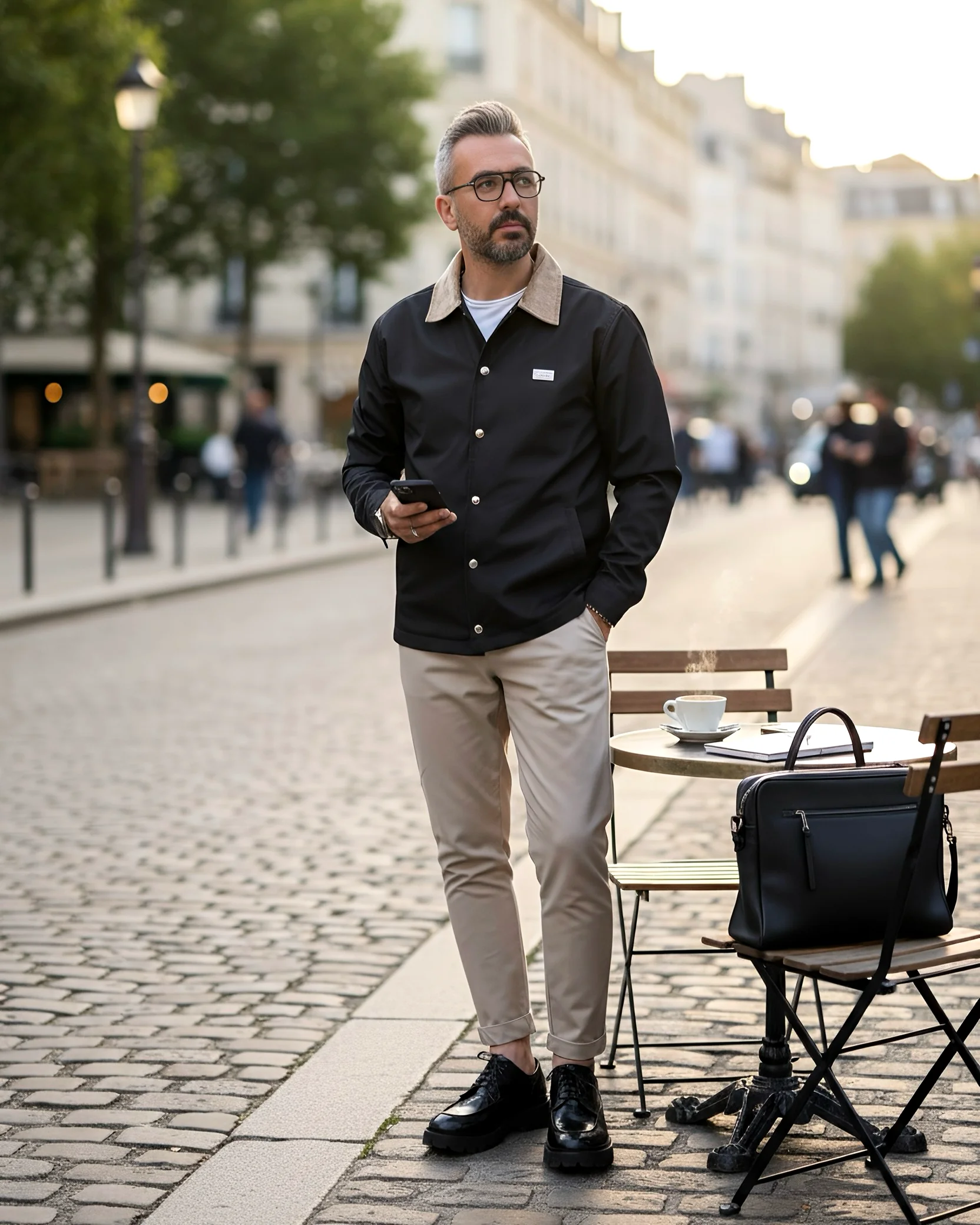 Urban Heritage | Bej Yaka Detaylı  Siyah,Lacivert Düğmeli Erkek  Ceket