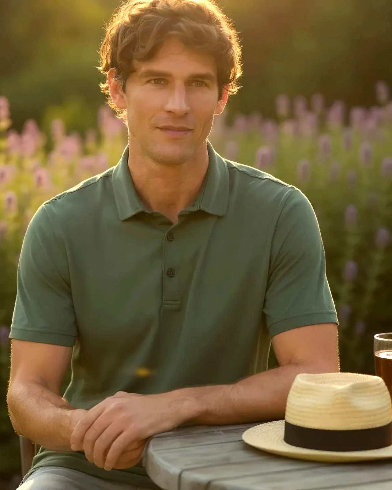 Modal Kumaş Erkek Polo Yaka Slim Fit T-Shirt - yeşil