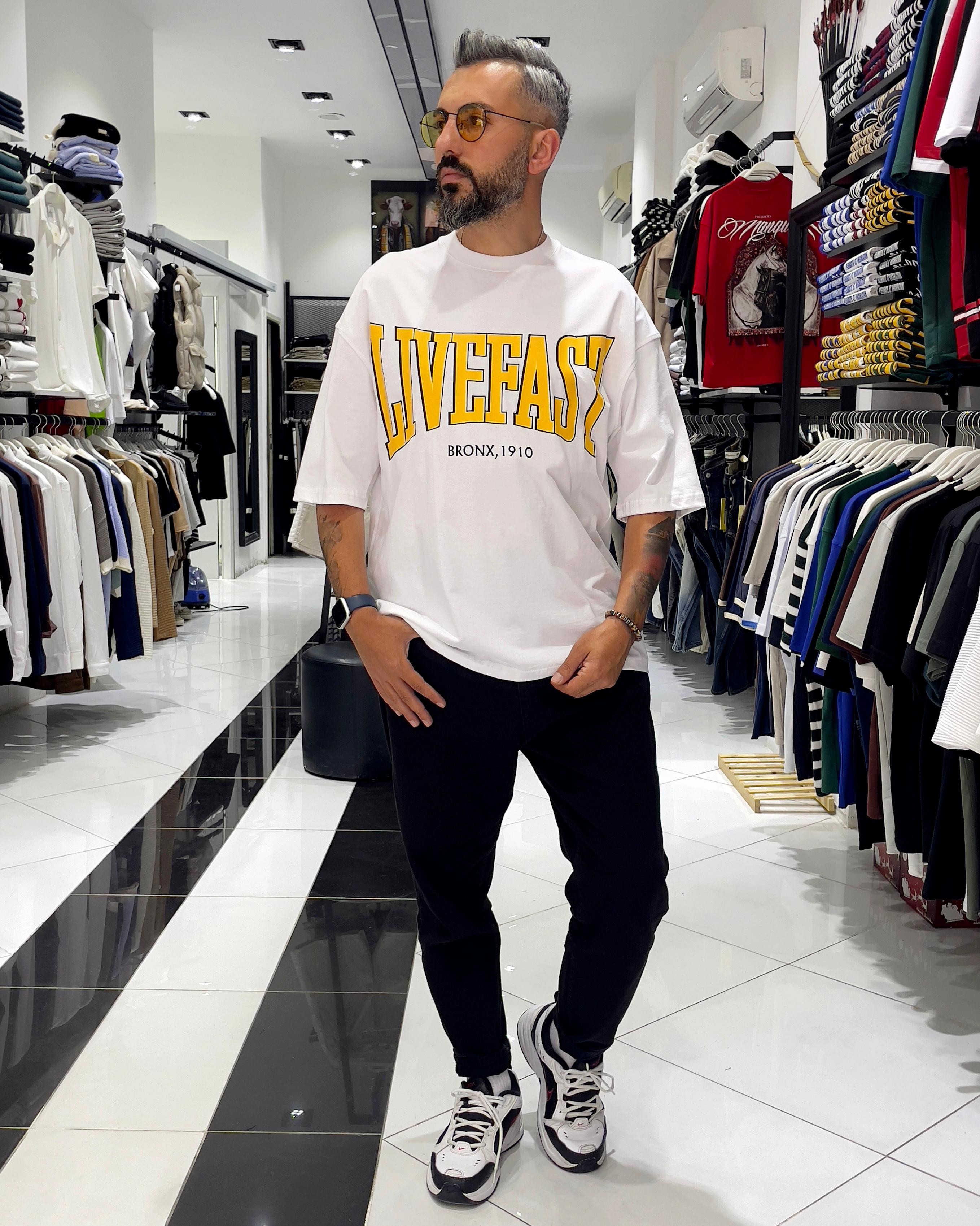 Livefast Baskılı Oversize Erkek T-Shirt