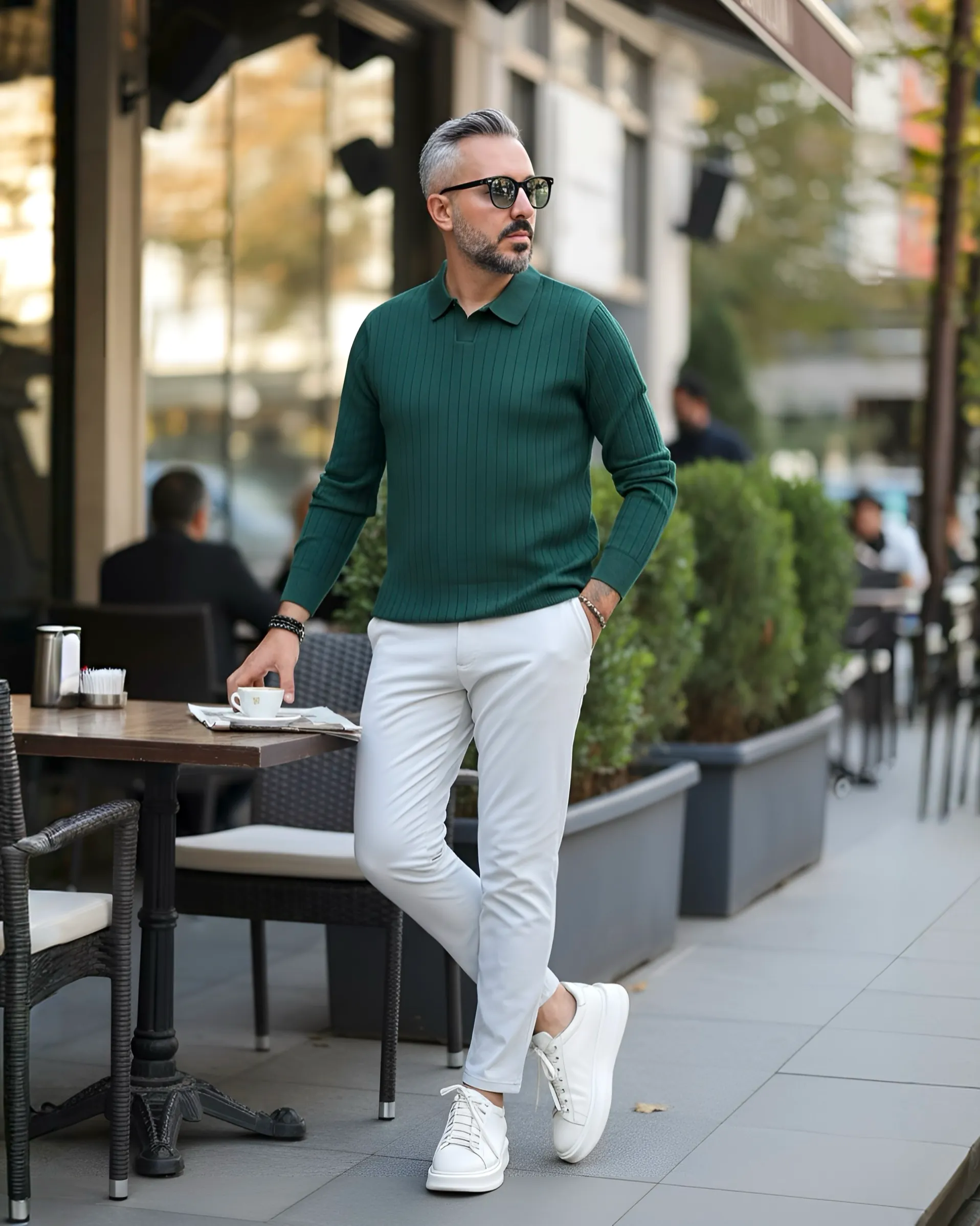 Old Money Rib Erkek Polo Yaka Triko Kazak