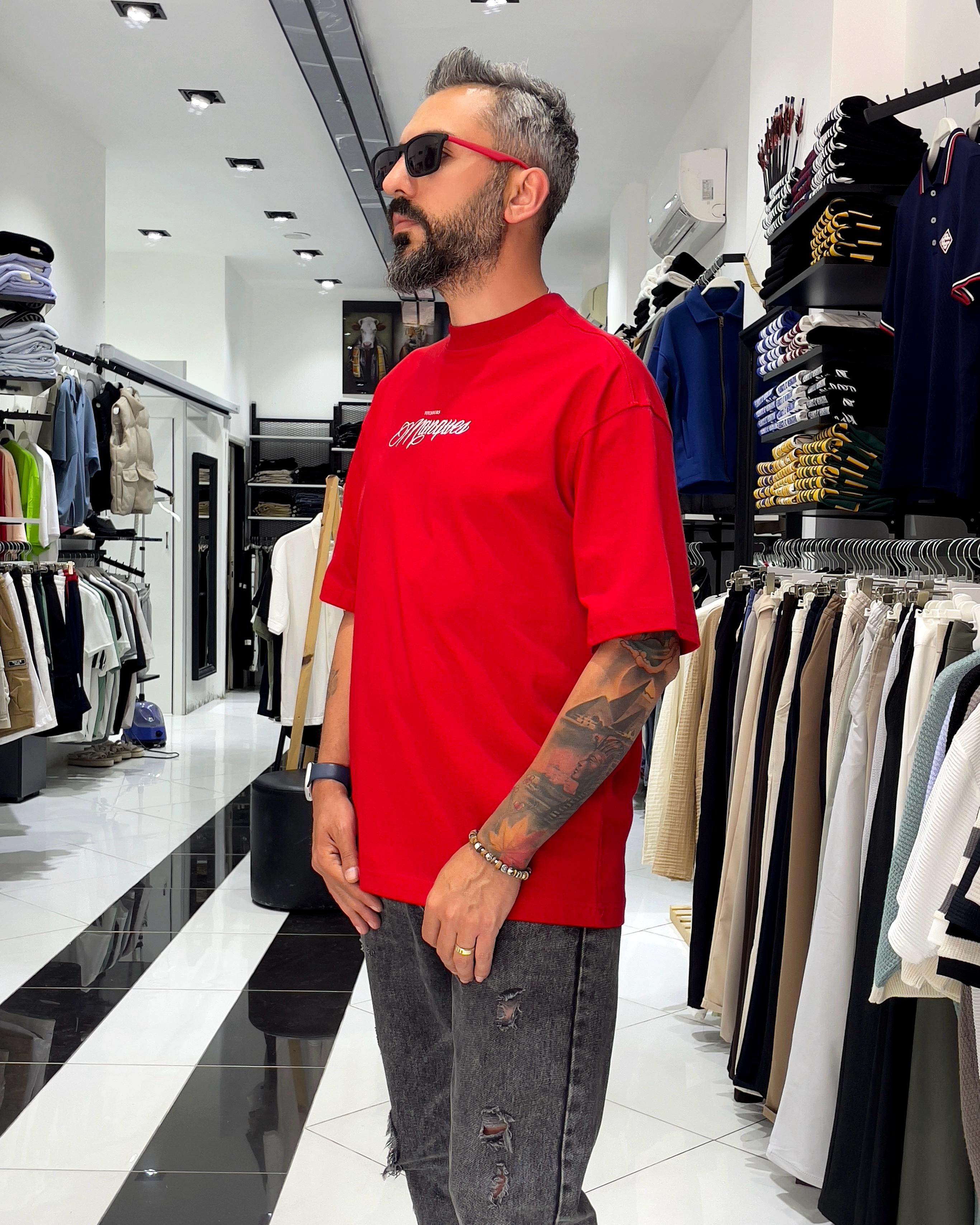 Manques Nakışlı At Figürlü Oversize Erkek T-shirt