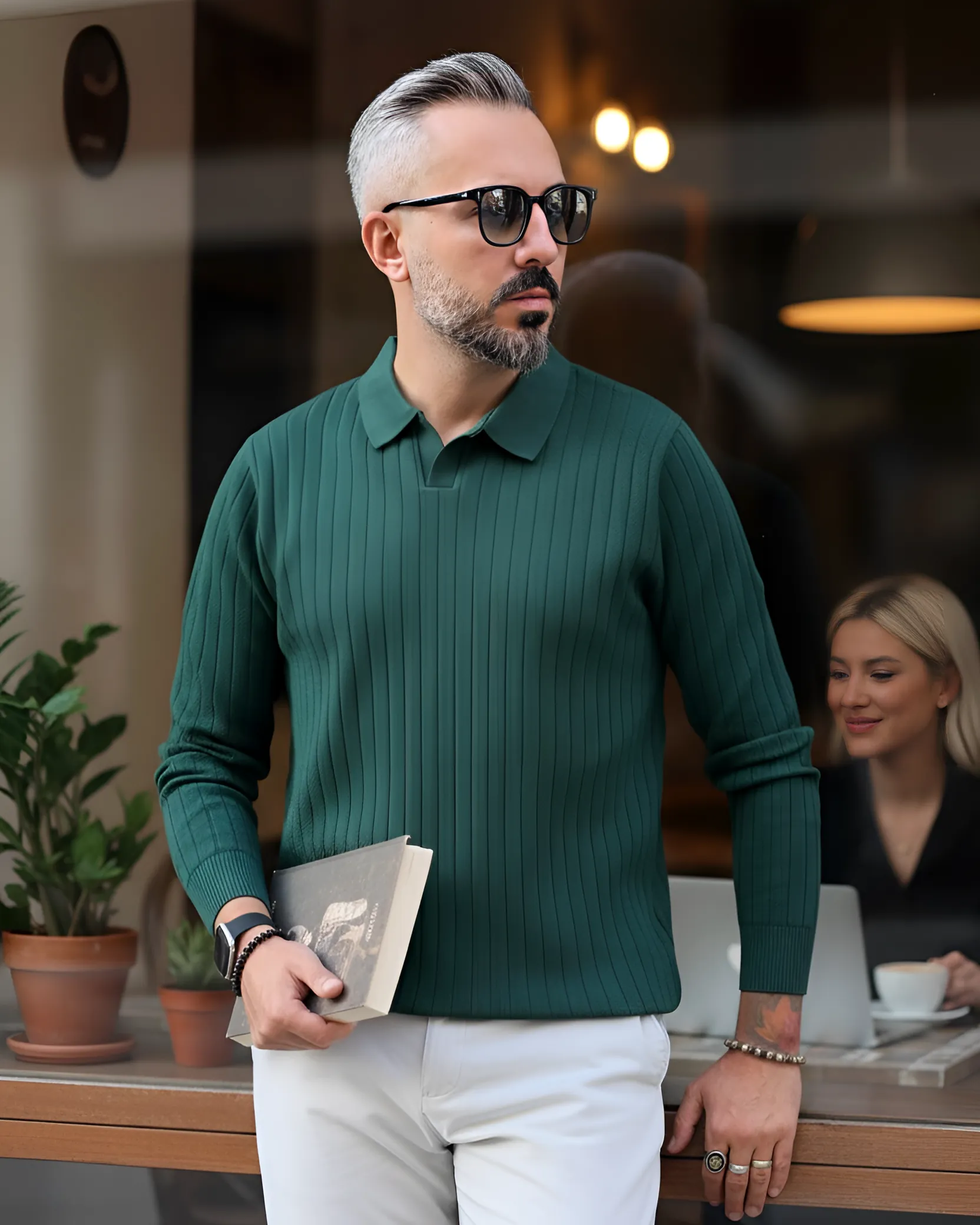 Old Money Rib Erkek Polo Yaka Triko Kazak