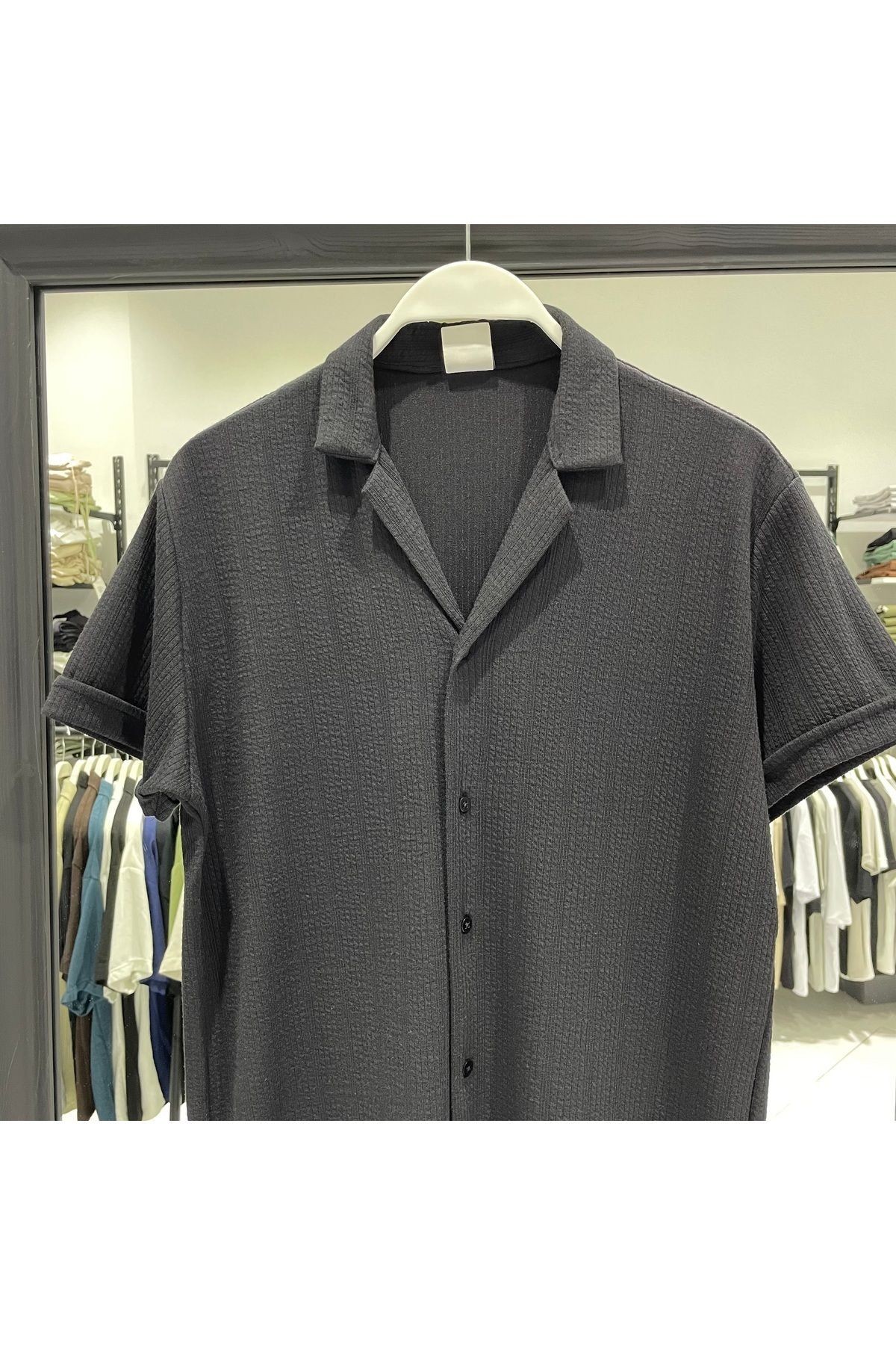 Slim Fit Likralı Kısa Kol Gömlek