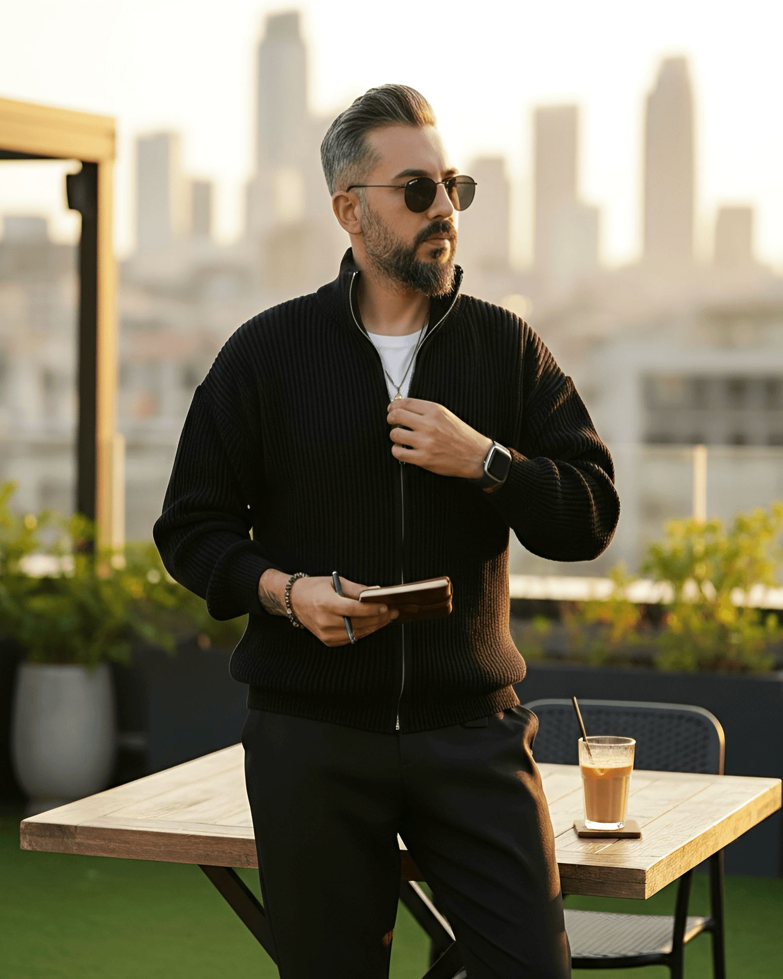 Selanik Örgü Fermuarlı Oversize Erkek Hırka