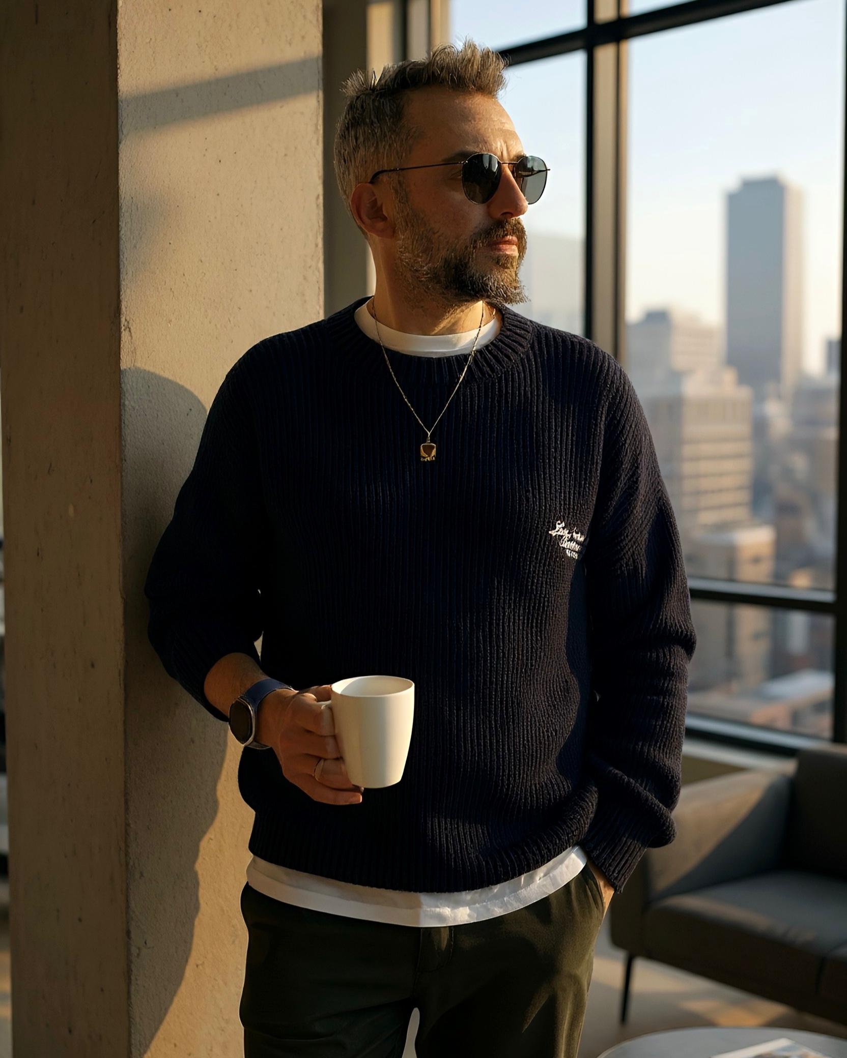 Ekstra Oversize Erkek Örme Triko Kazak