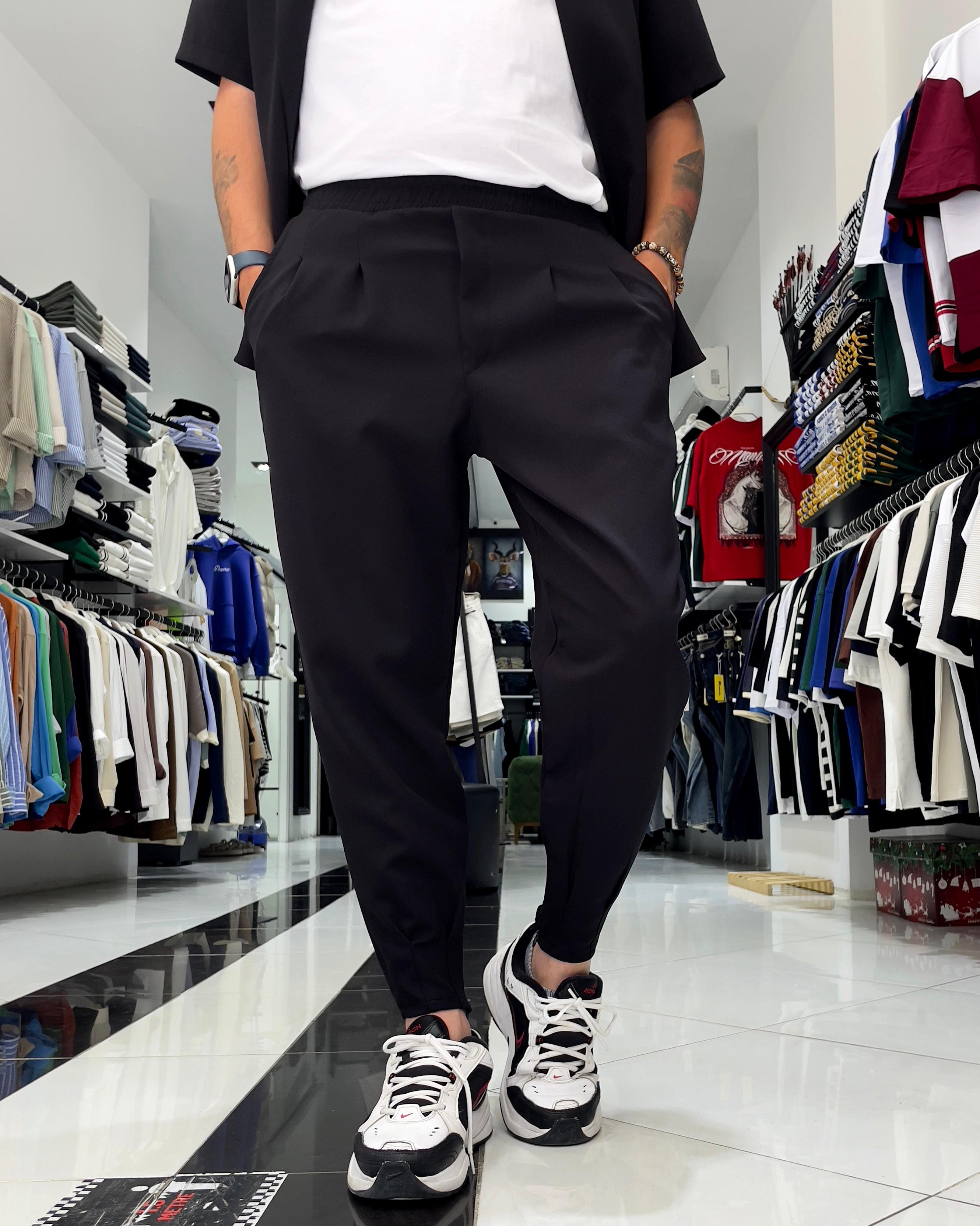 Zippered Jogger Pants Gray - Black