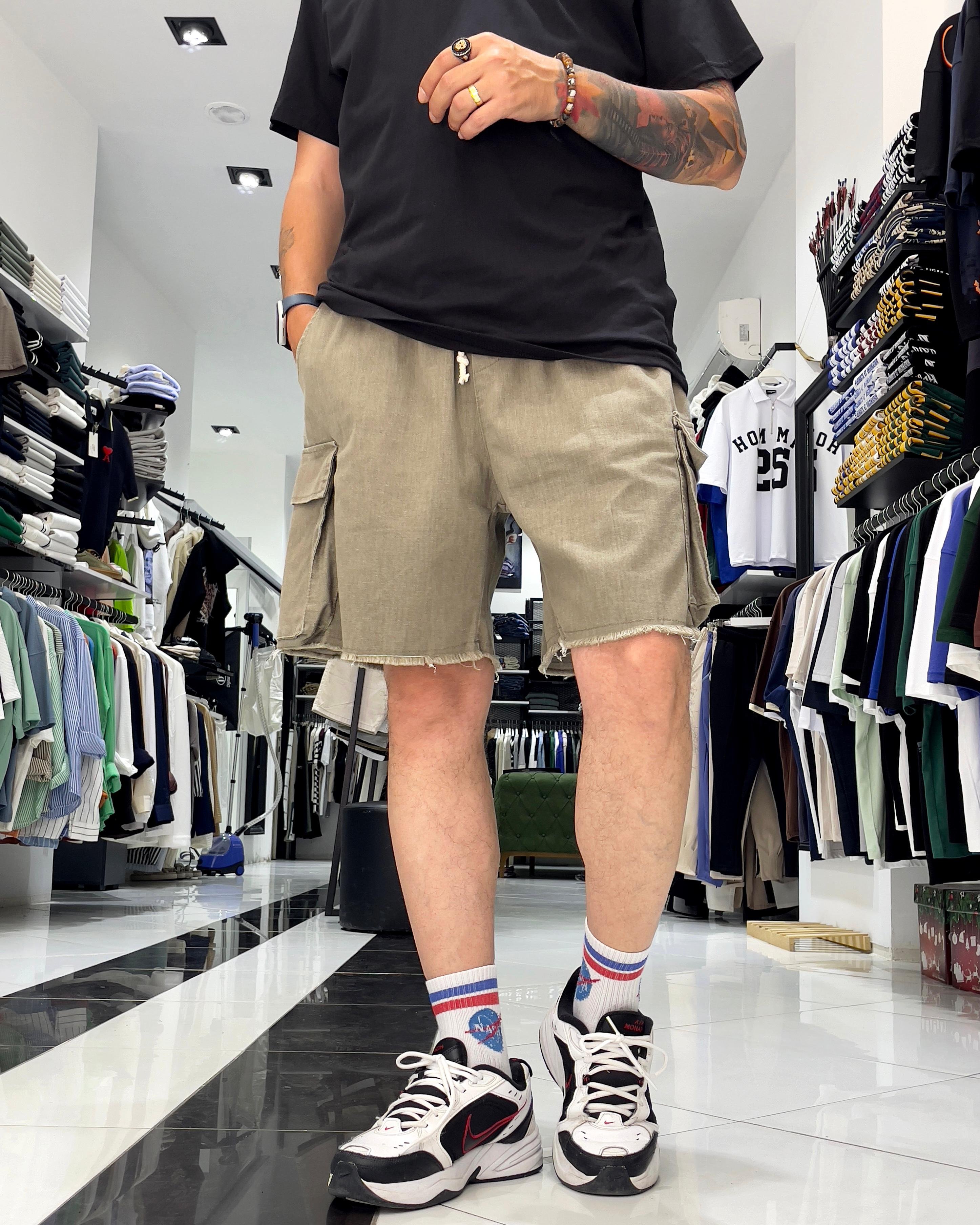 Baggy Fit Organik Denim Erkek Kargo Şort – Higo Man - antrasit