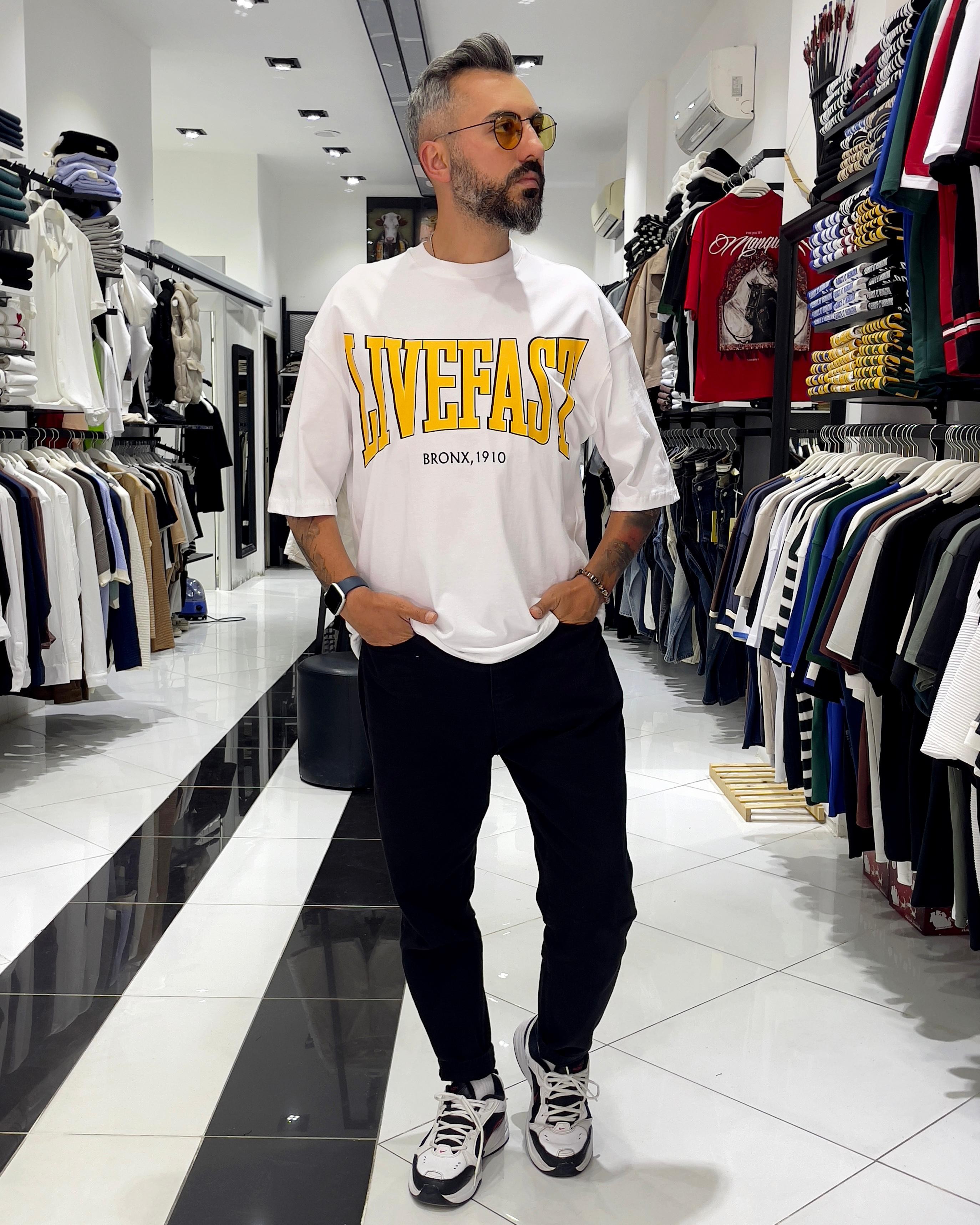 Livefast Baskılı Oversize Erkek T-Shirt