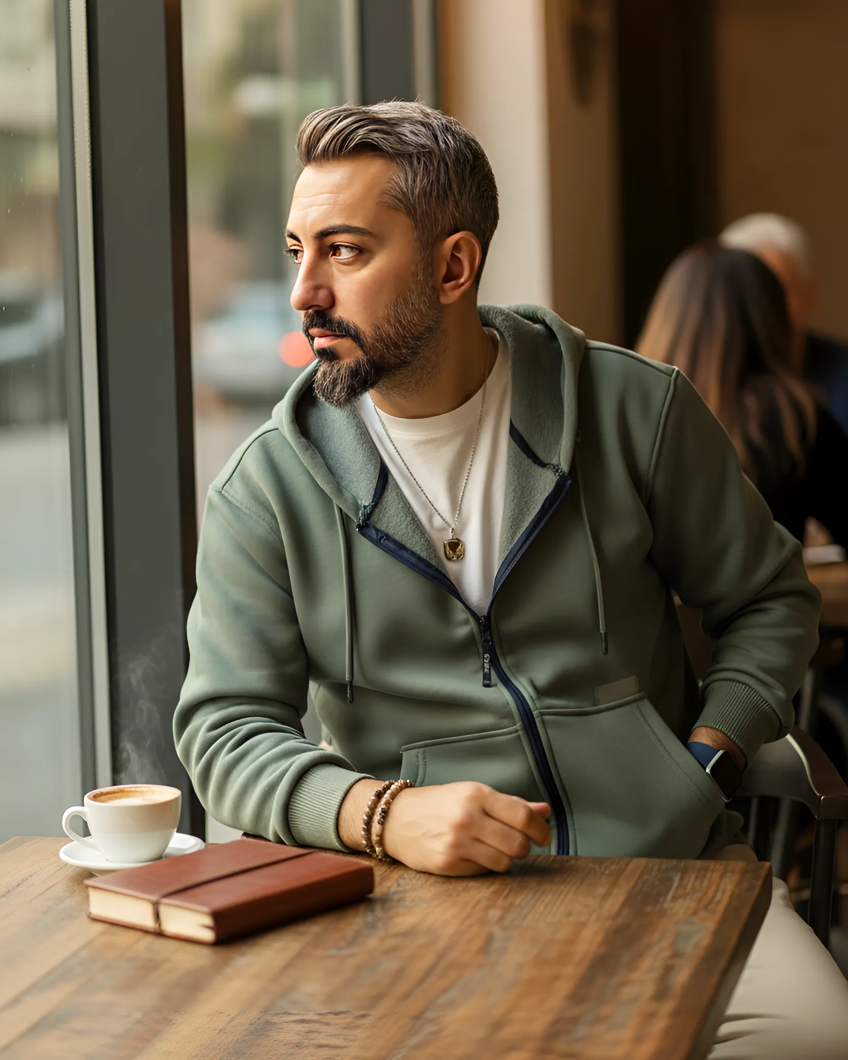 Fermuarlı Kapüşonlu Basic Erkek Sweatshirt