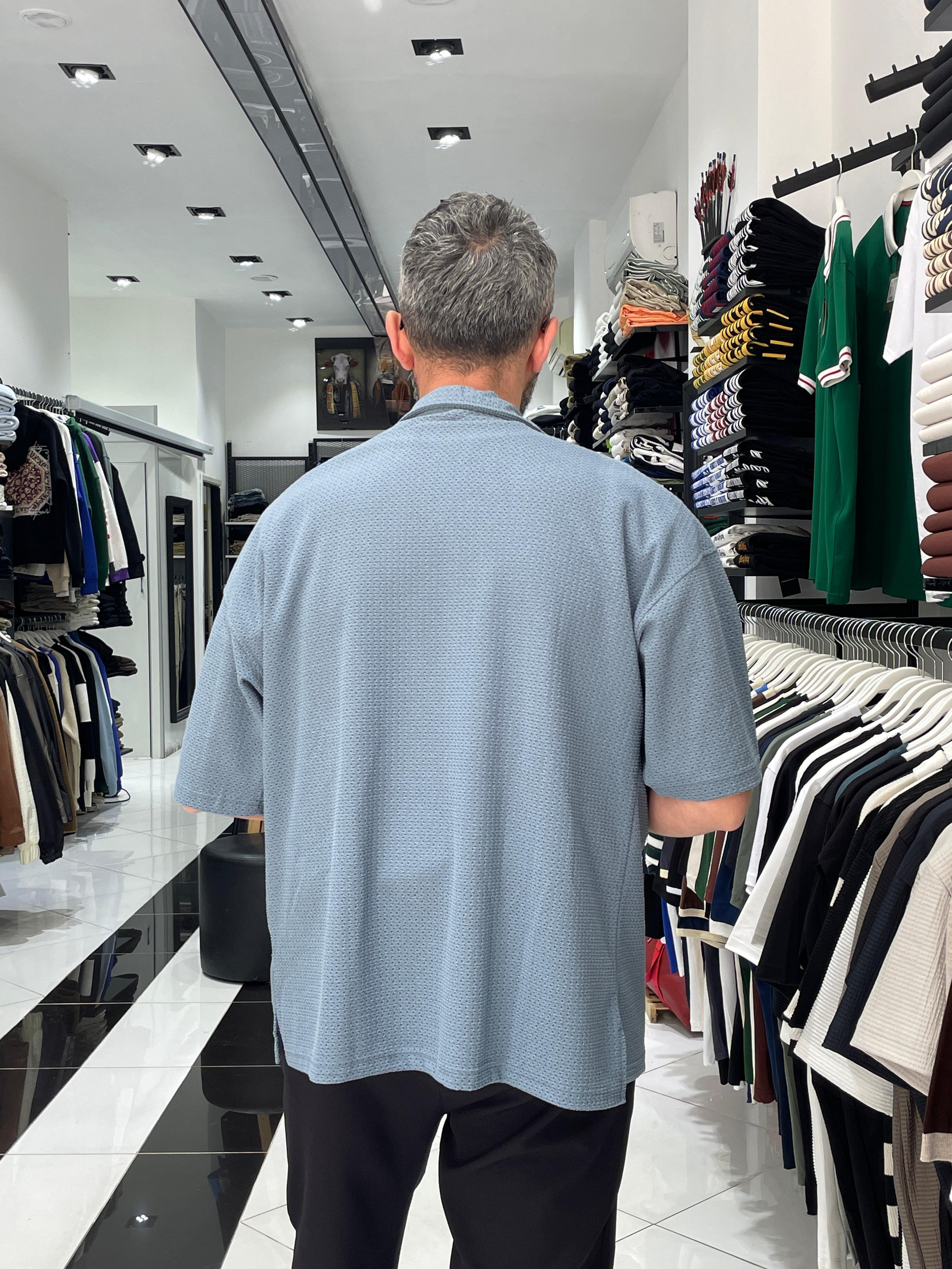 Kısa Kollu Erkek Oversize Gömlek